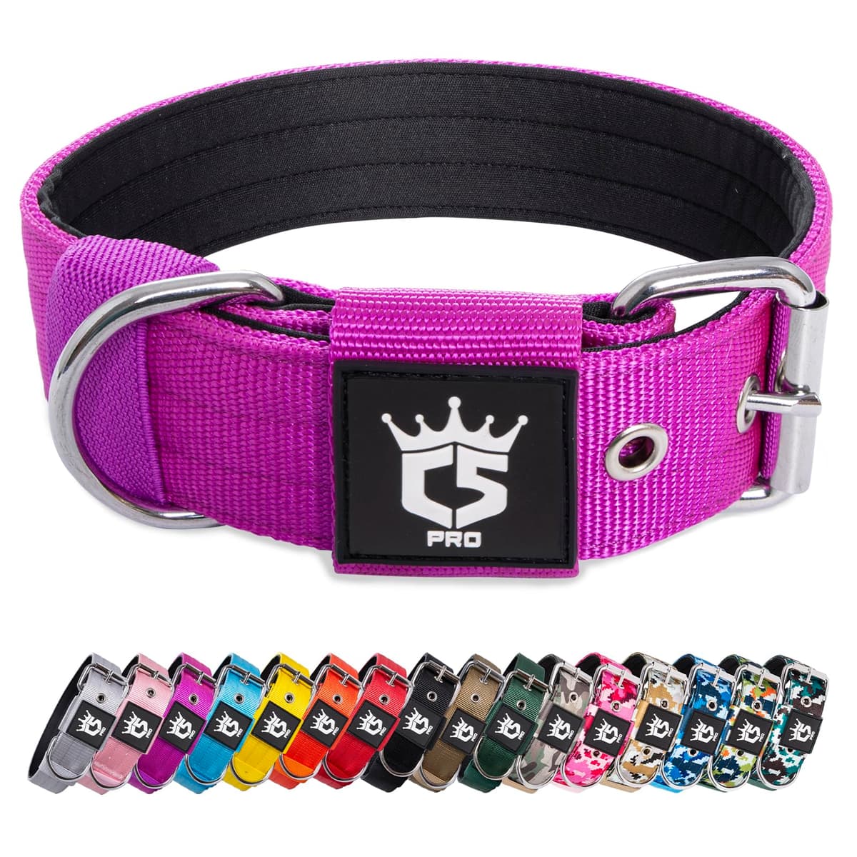 TSPRO Collar Táctico para Perros Ajustable, Collares con Broche de Metal Robusto, de 3,8 cm de Ancho, Duradero y Cómodo para Perros Medianos y Grandes (Negro M) — view 40