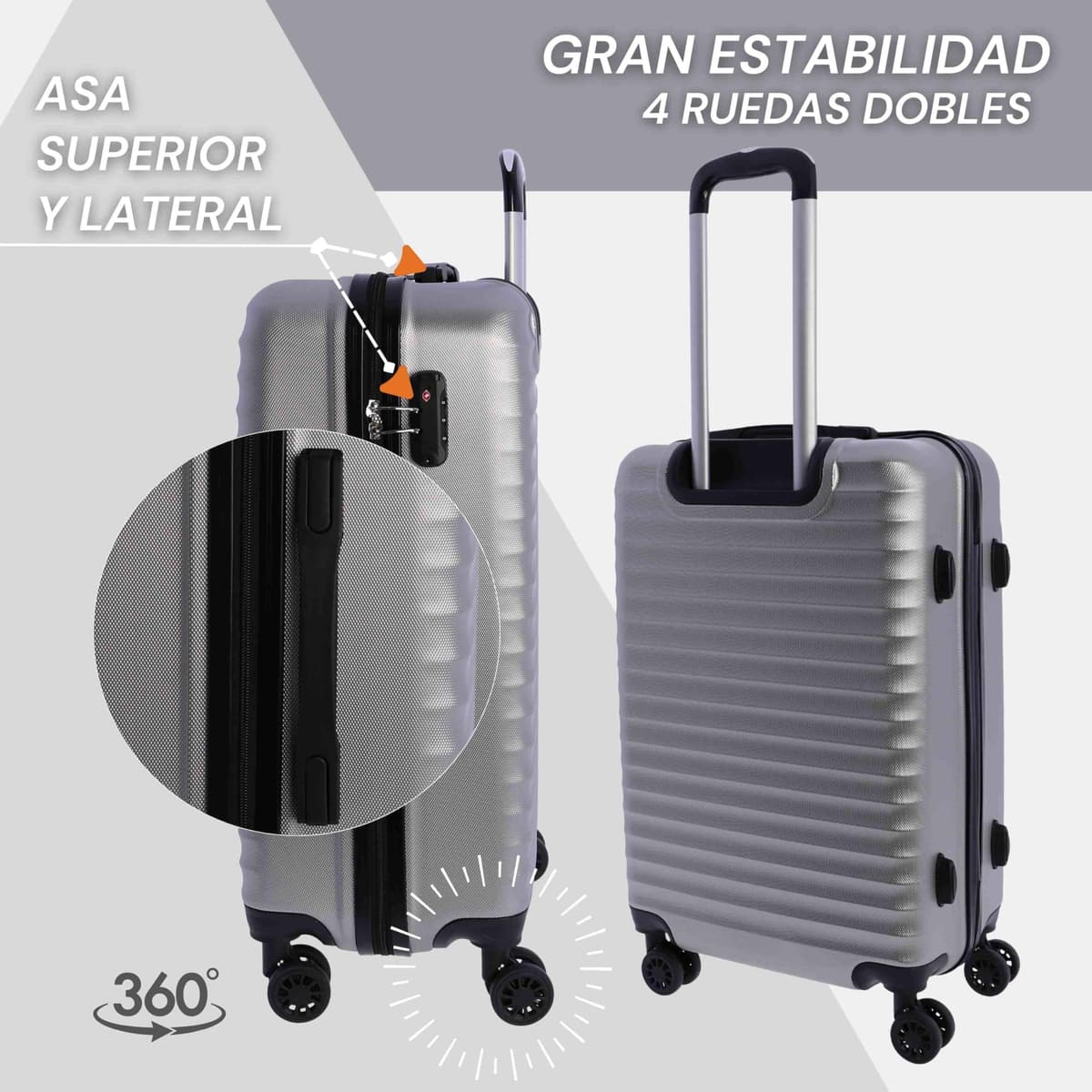 DON ALGODON Maleta Mediana 23 kg | Maleta de Viaje Rígida con 4 Ruedas Dobles 360º, Candado TSA y Asa Telescópica | Equipaje Resistente al Agua para Viajes en Avión — view 6