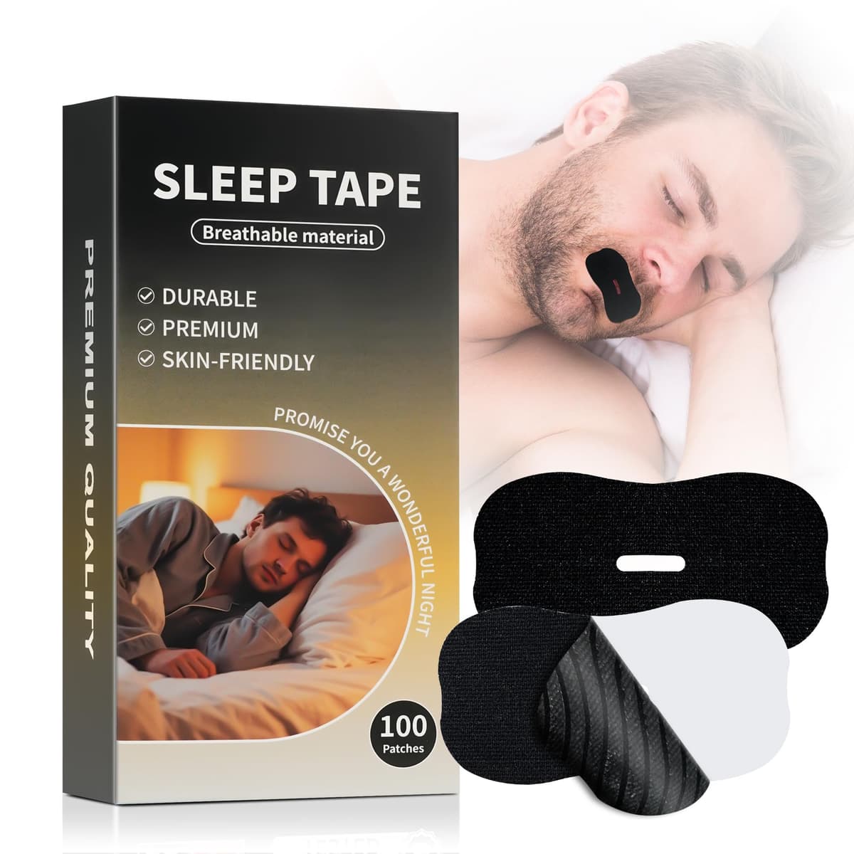 Cinta Bucal para Dormir 100 Piezas, Anti Ronquidos Tiras Bucales Antirronquidos, Mouth Tape for Sleeping, Desarrolla el Hábito de la Respiración Nasal