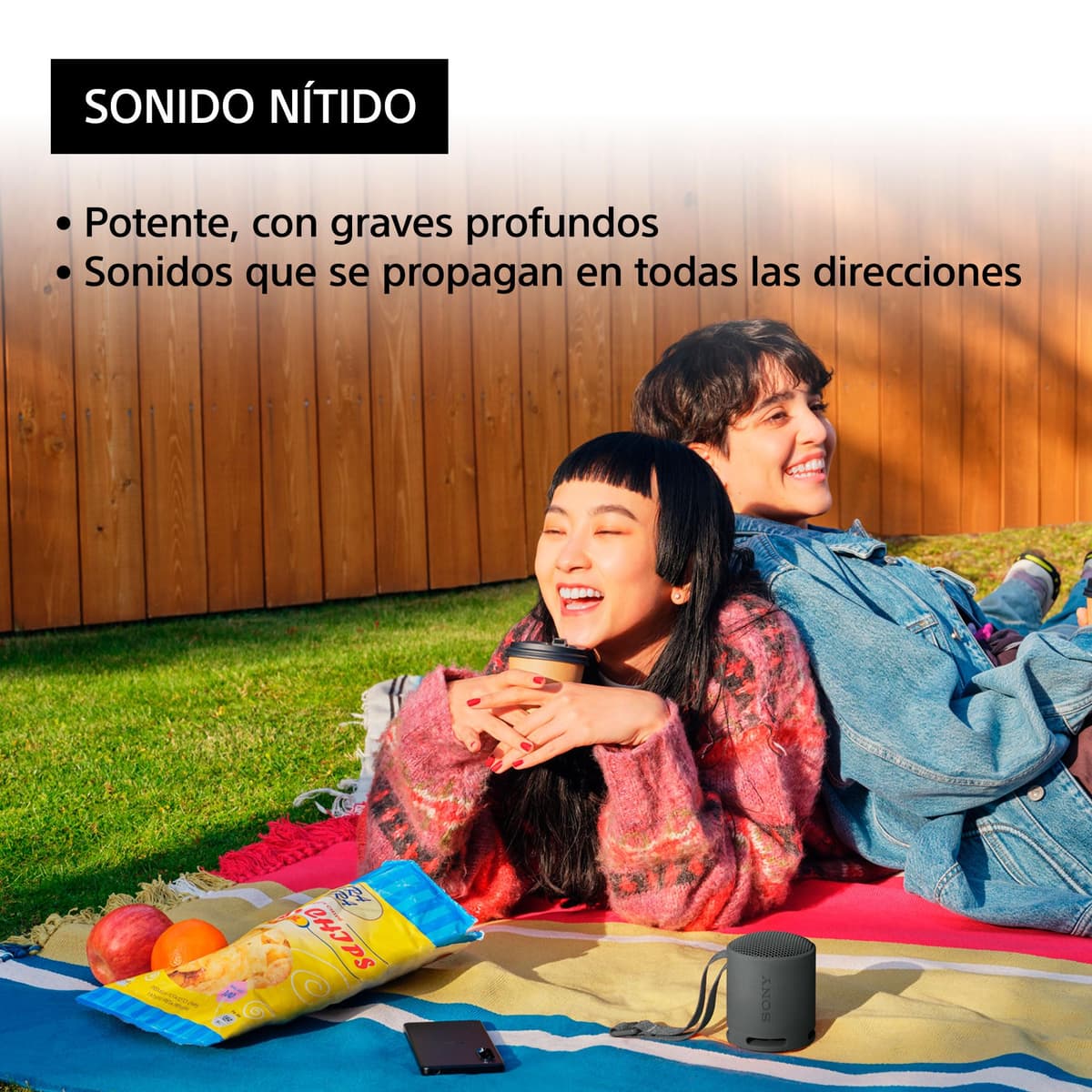 Sony Altavoz Bluetooth SRS-XB100, Ligero, Compacto, Altavoz Resistente al Agua y al Polvo IP67, hasta 16 h de batería, Correa Adaptable, Negro — view 3