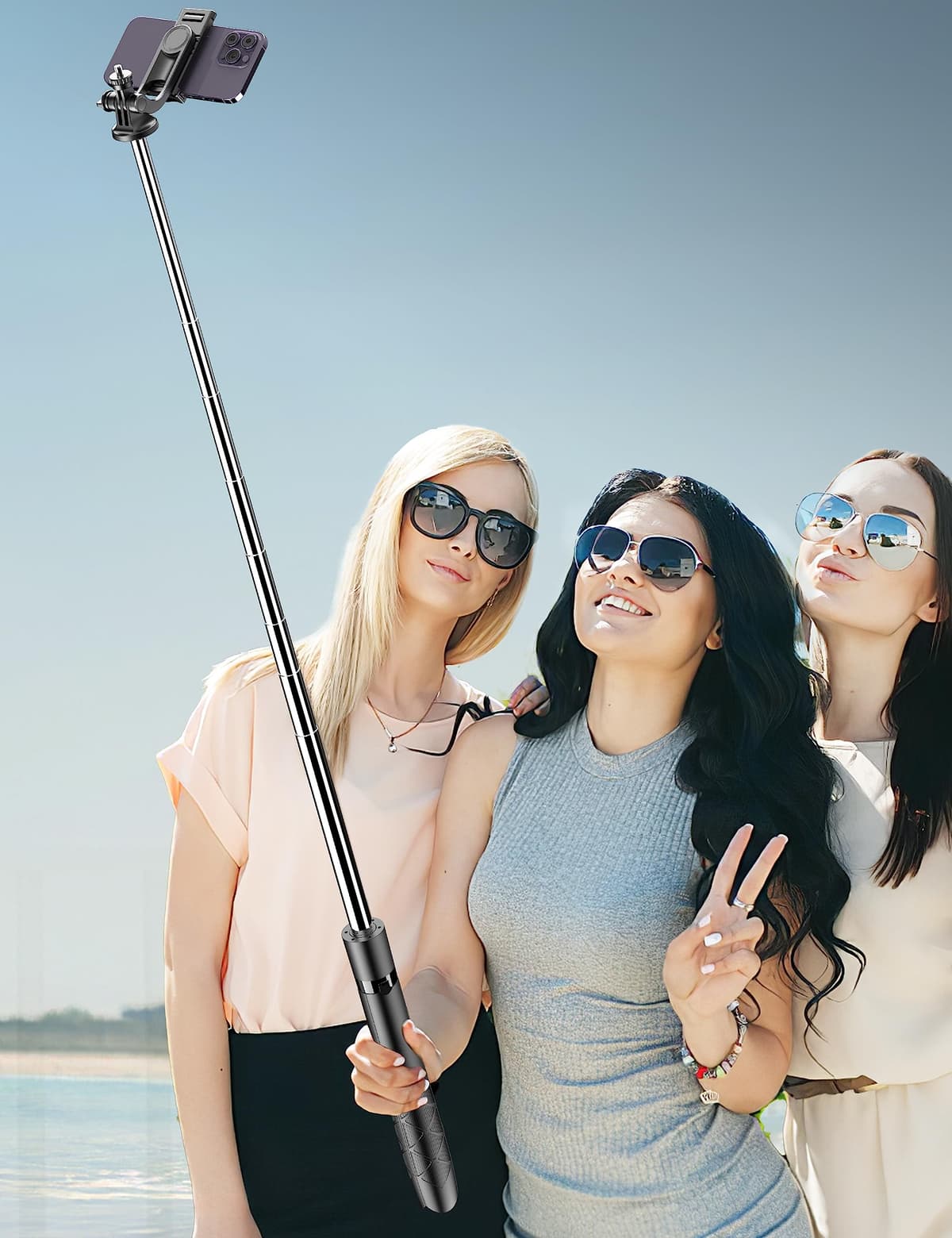 71" Phone Tripod & Selfie Stick, All in One Extendable Cell Phone Tripod with Wireless Remote, Travel Tripods Stand for iPhone 360° Rotation Compatible with iPhone Android, Camera — view 8