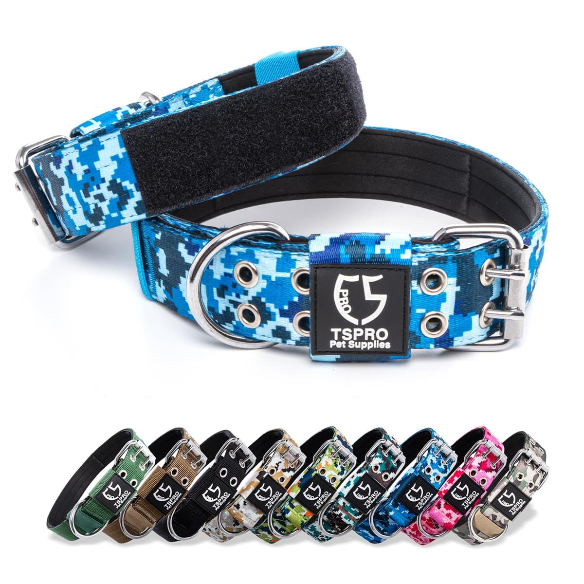 TSPRO Collar Táctico para Perros Ajustable, Collares con Broche de Metal Robusto, de 3,8 cm de Ancho, Duradero y Cómodo para Perros Medianos y Grandes (Negro M) — view 54