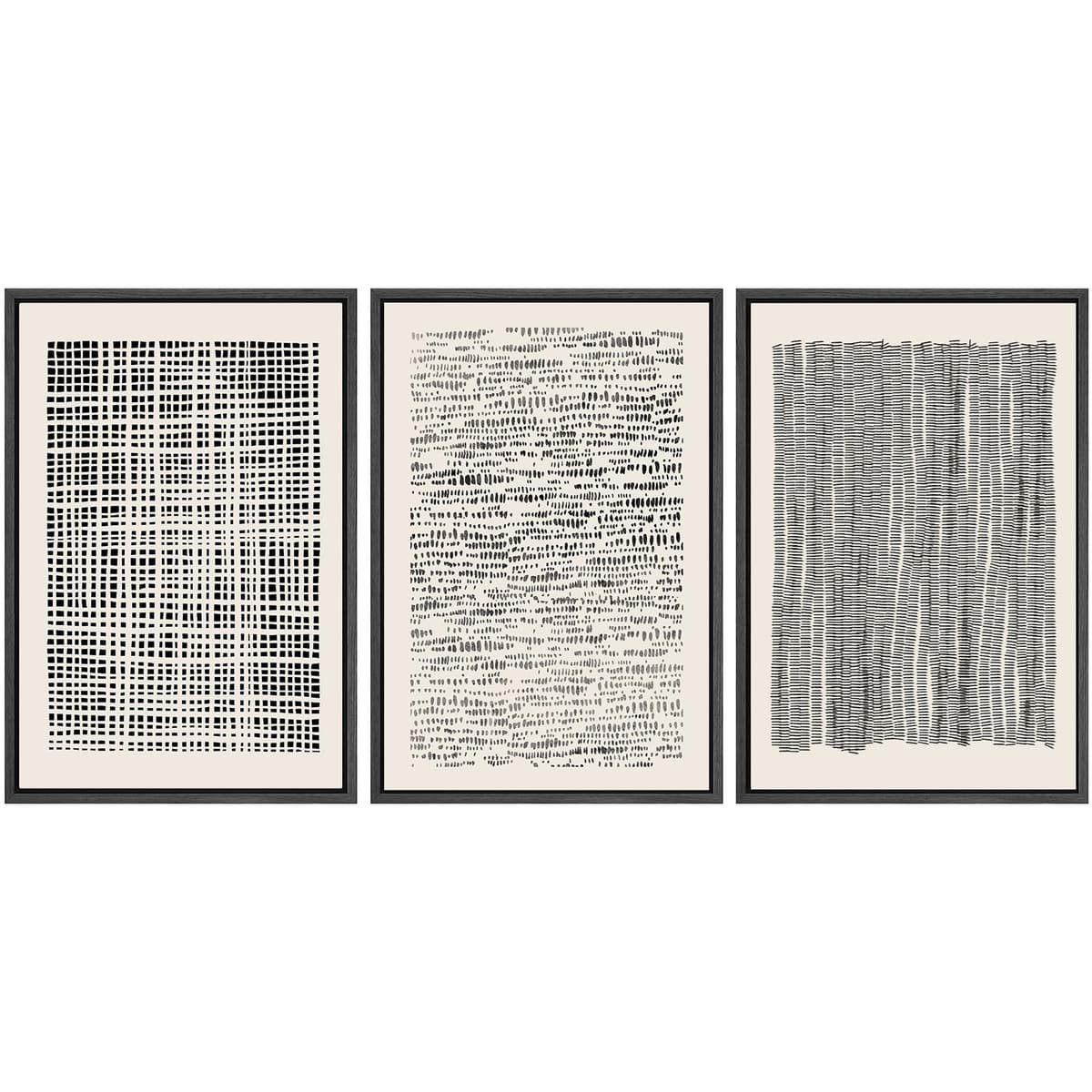 SIGNWIN Framed Canvas Print Wall Art Set Blue White Grunge Geometric Pattern Abstract Shapes Cozy Neutral Decorative Contemporary Minimal for Living Room, Bedroom, Office - 24"x36"x3 Natural — view 122