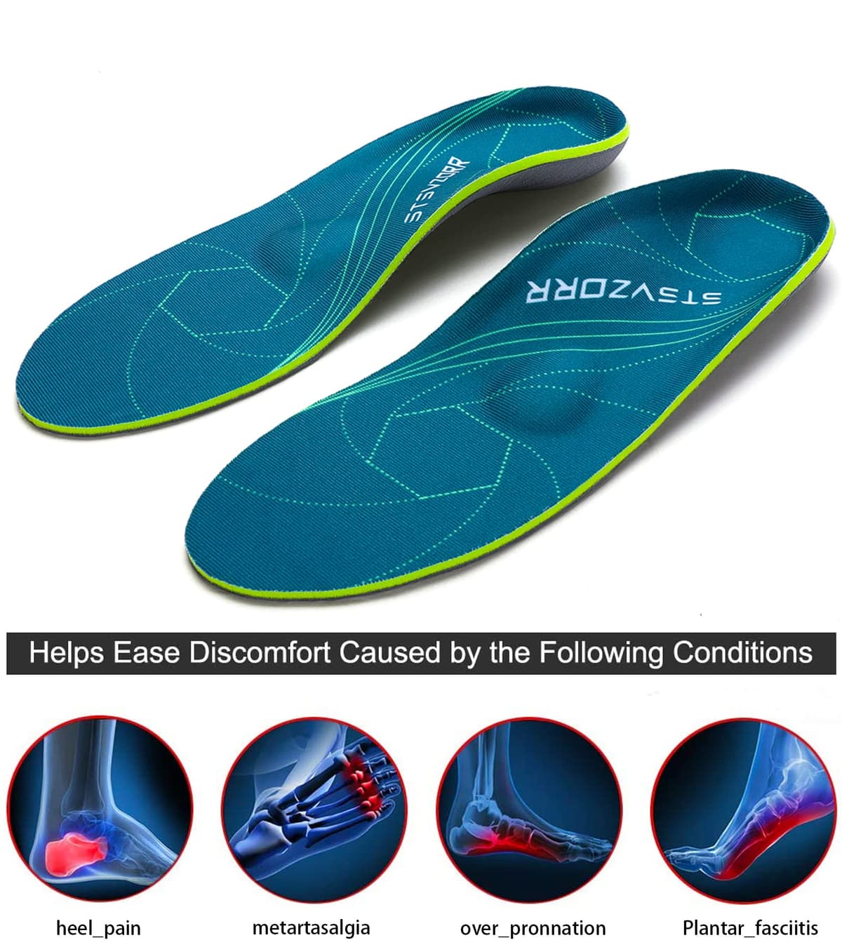 Plantar Fasciitis Arch Support Orthopedic Insoles Relieve Flat Feet Heel Pain Shock Absorption Comfortable Insoles — view 2