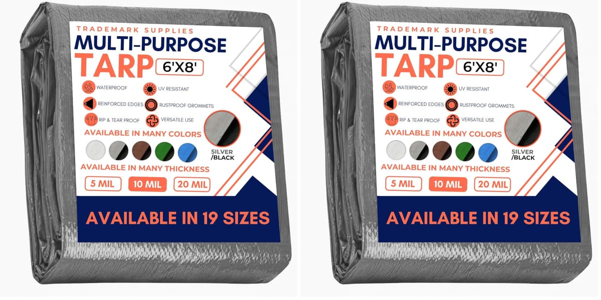 Large Waterproof Tarp- Heavy Duty Thick Poly Tarpaulin Ideal for Canopy Tents, Boats, RV or Pool Covers- Multipurpose Protective Tarps with Grommets for Indoor and Outdoor Use — view 284