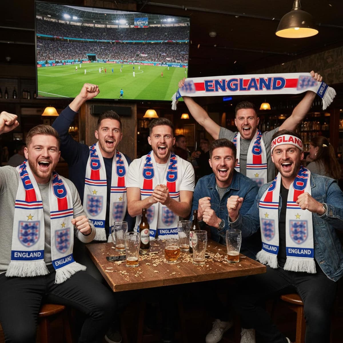 England World Football Cup 2026 Scarf, Red White Blue National Colours England Supporters Scarf for Men Women, World Football Cup Fans Gear for Tournaments Match Day Pub Viewing Sports Events — view 5