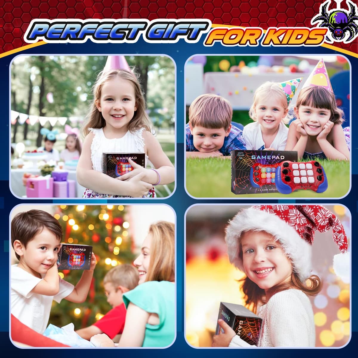 Spider Toys for 6 7 8 9 Year Old Boys Girls: Quick Push Pop Game Sensory Fidget Toys Gifts for Boys Age 5 6 7 8 9, Handheld Games Consoles Autism Birthday Presents for Girls Kids Teen Age 3-12 — view 6