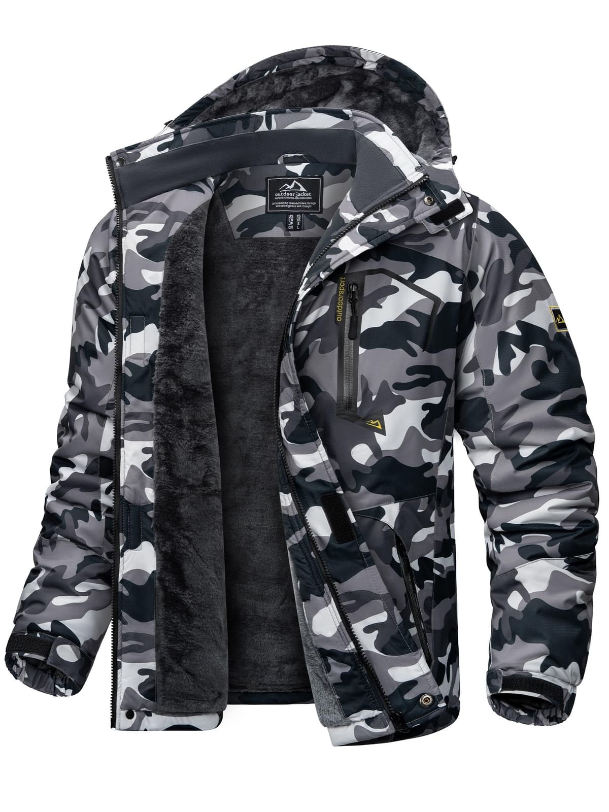 KEFITEVD Hombre Impermeables Lana Chaquetas Impermeables Esquí Cálidos Invierno Abrigos Térmicos Exteriores Abrigos con Capucha Desmontable — view 21