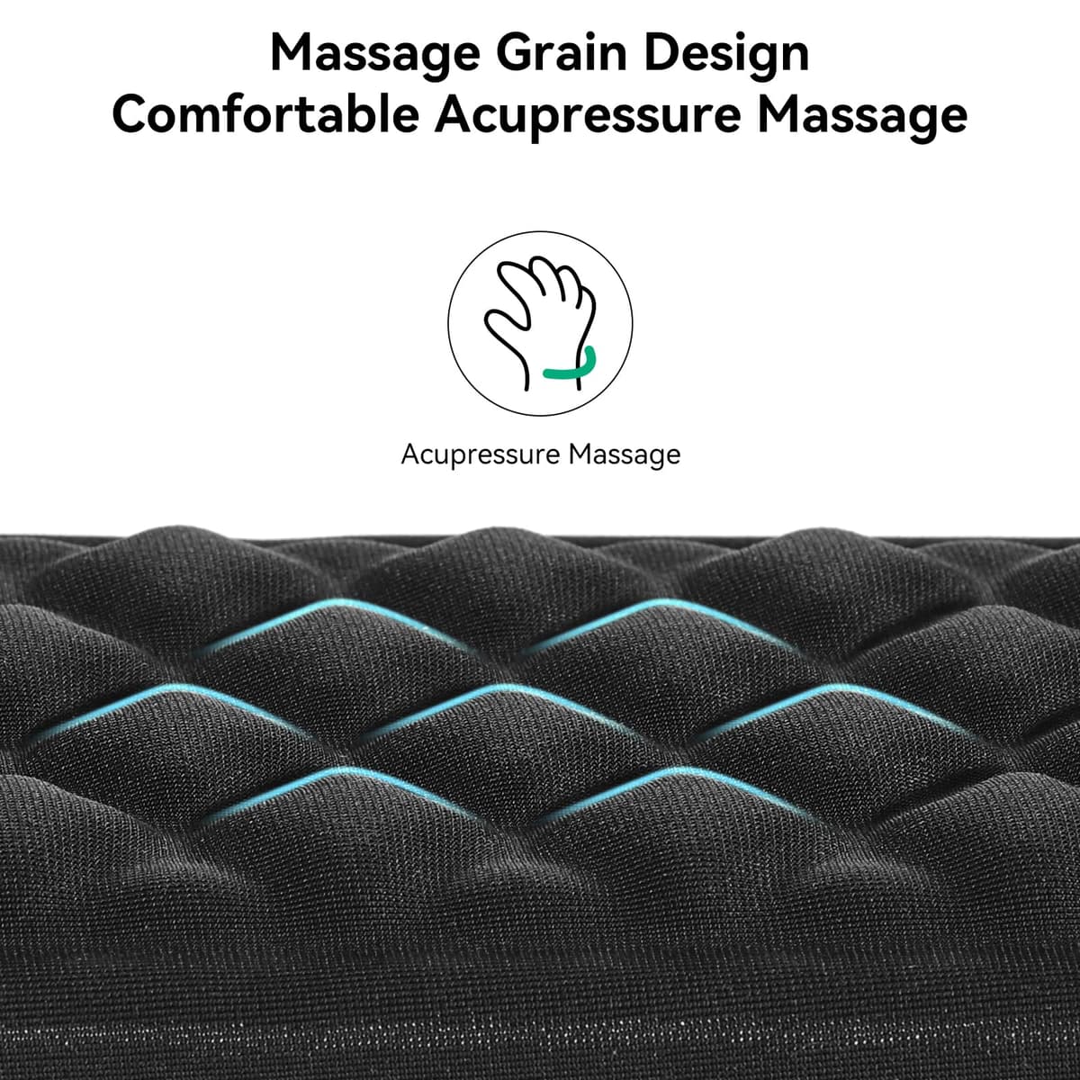 EooCoo Mouse Mat Wrist Support with Massage Design, Gaming Mouse Pad, Ergonomic Wrist Rest Pain Relief Mousepad with Smooth Lycra Surface & Non-Slip PU Base, Home Office PC Desk Accessories, Black — view 3