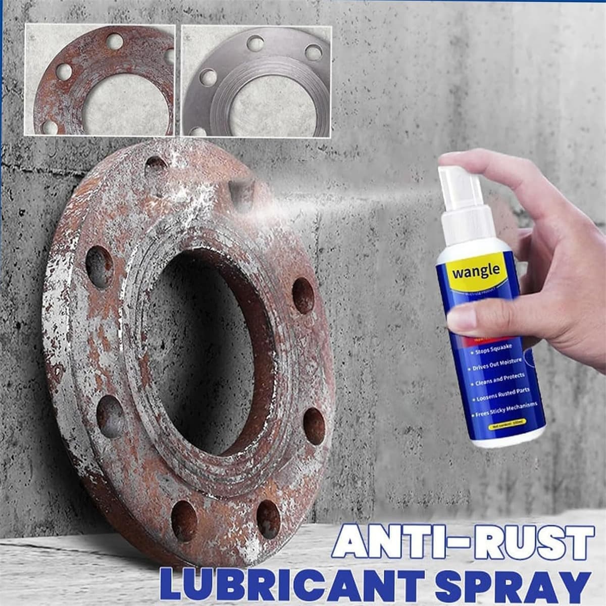 Wangle Rust Remover, Anti-Rusts Lubricant Spray & Rusts Removers, 2026 Upgrade Rust Remover For Metal, Fast-Acting Formula & Easy Application, For Use On Automotive Parts, Chains, Tools (1 PCS) — view 2
