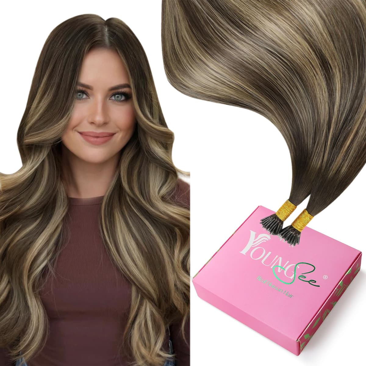 YoungSee Nano Hair Extensions Blonde 16inch Nano Beads Hair Extensions Warm Ash Blonde Highlight Bleach Blonde Nano Ring Hair Extension Highlight for School Soft Cold Fusion 50s 50g — view 43