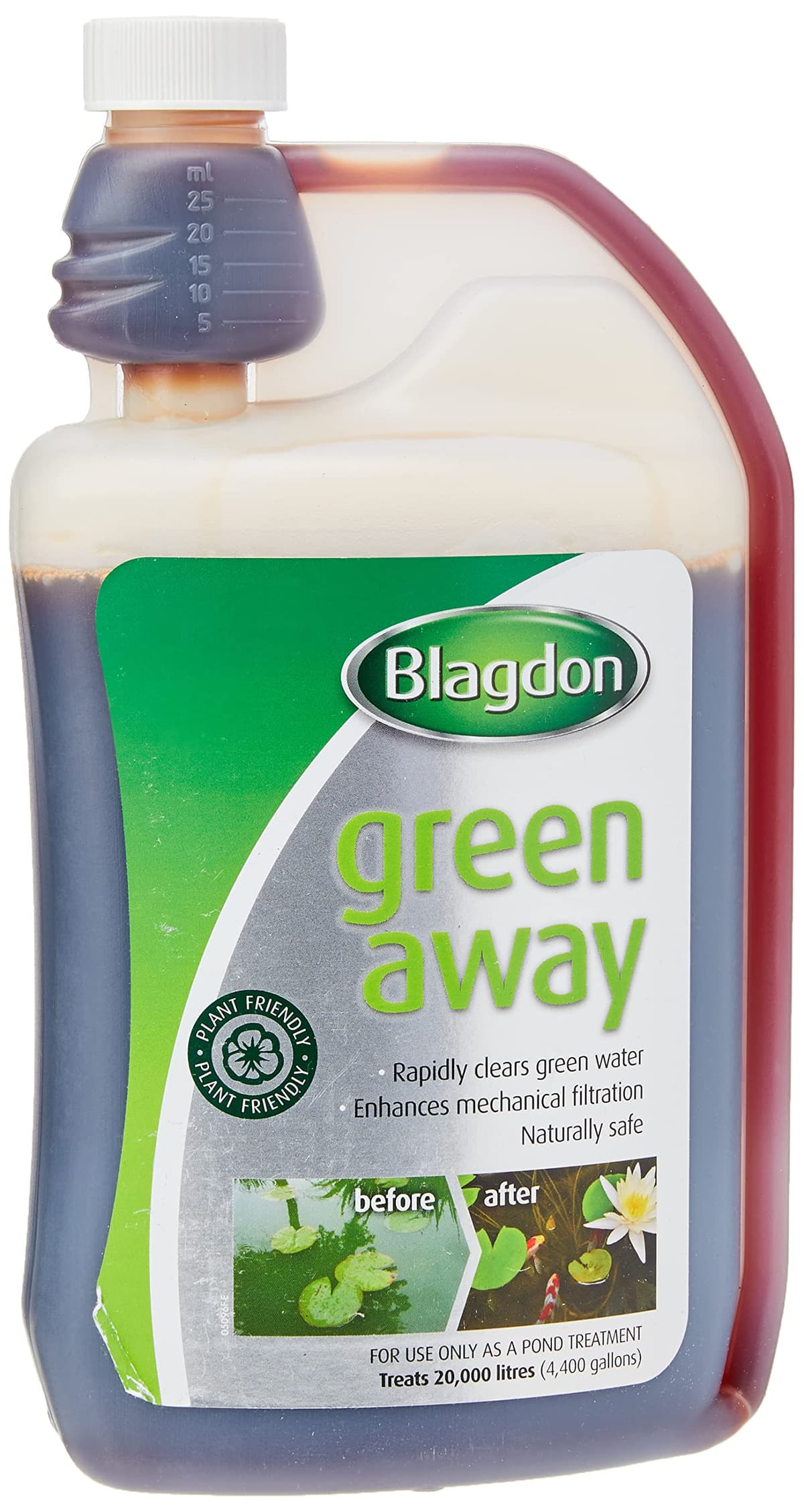 Blagdon Green Away Pond Water Treatment, Clears Green Water and Suspended Algae Particles, Natural, Plant Friendly, Safe for Fish, 500 ml, Treats 10,000 Litres of Water — view 6