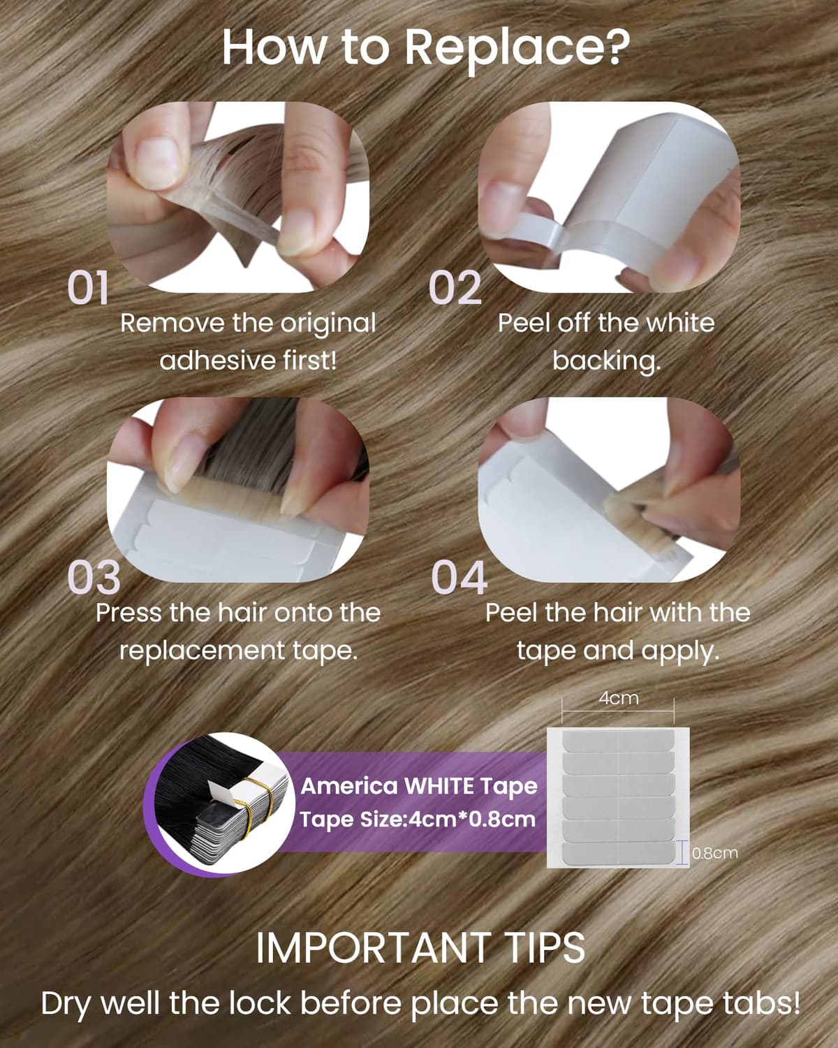 LaaVoo Tape in Hair Extensions Human Hair Blonde Tape Hair Extensions Real Human Hair Invisible Tapes Remy Straight Balayage Brown to Blonde Hair Double Sided Tabs 20pcs 50g 16 Inch #8/18/60 — view 120