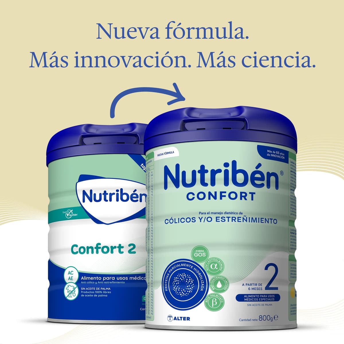 Nutribén Confort 2 - Leche en Polvo Bebé Anticólicos y Antiestreñimiento desde el Sexto Mes | Fuente de Aminoácidos y Péptidos | sin Aceite de Palma | con Cacito Dosificador | 1 Bote de 800g — view 3