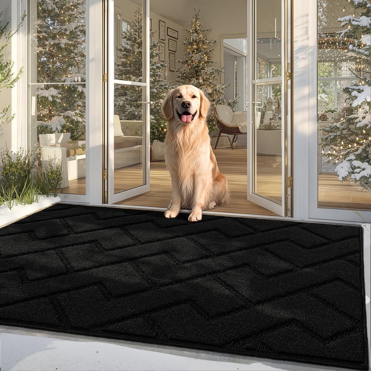 Biscpro Door Mats Indoor,Dirt Trapper Mat Absorbent Non-Slip Low Profile Doormat for Entrance,Inside, Kitchen,Front Door Mat Washable for Pets and Dogs— 50x80cm,Grey — view 100