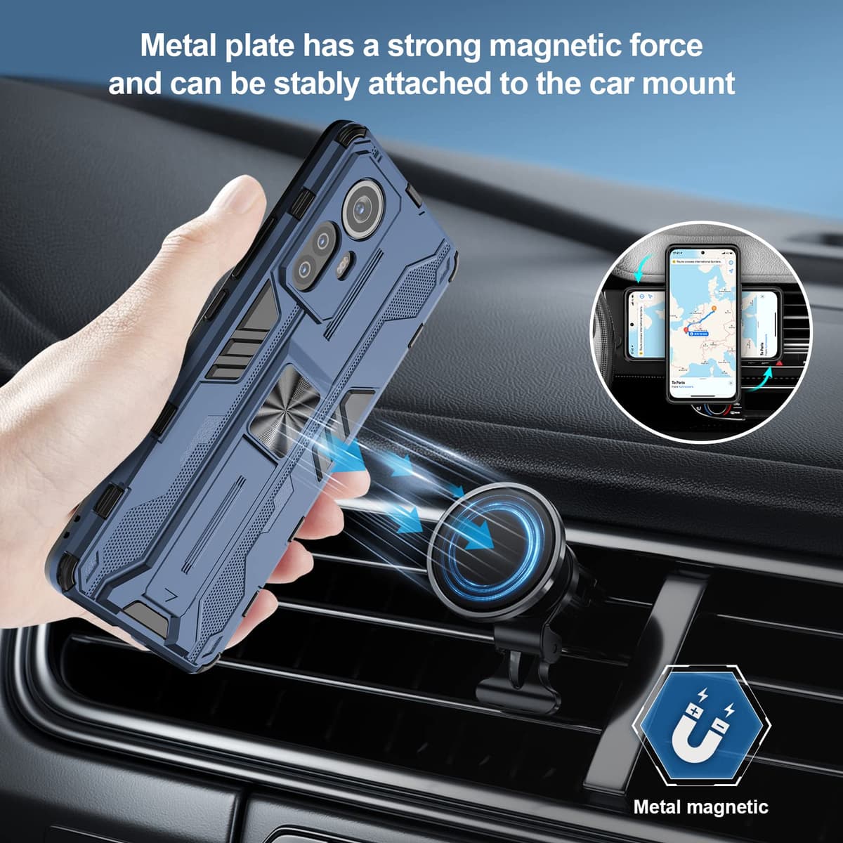 Funda para CMF Phone 2 Pro, Carcasa Antigolpes con Soporte anular metálico, Case Protectora de Grado Militar, Negro — view 1118