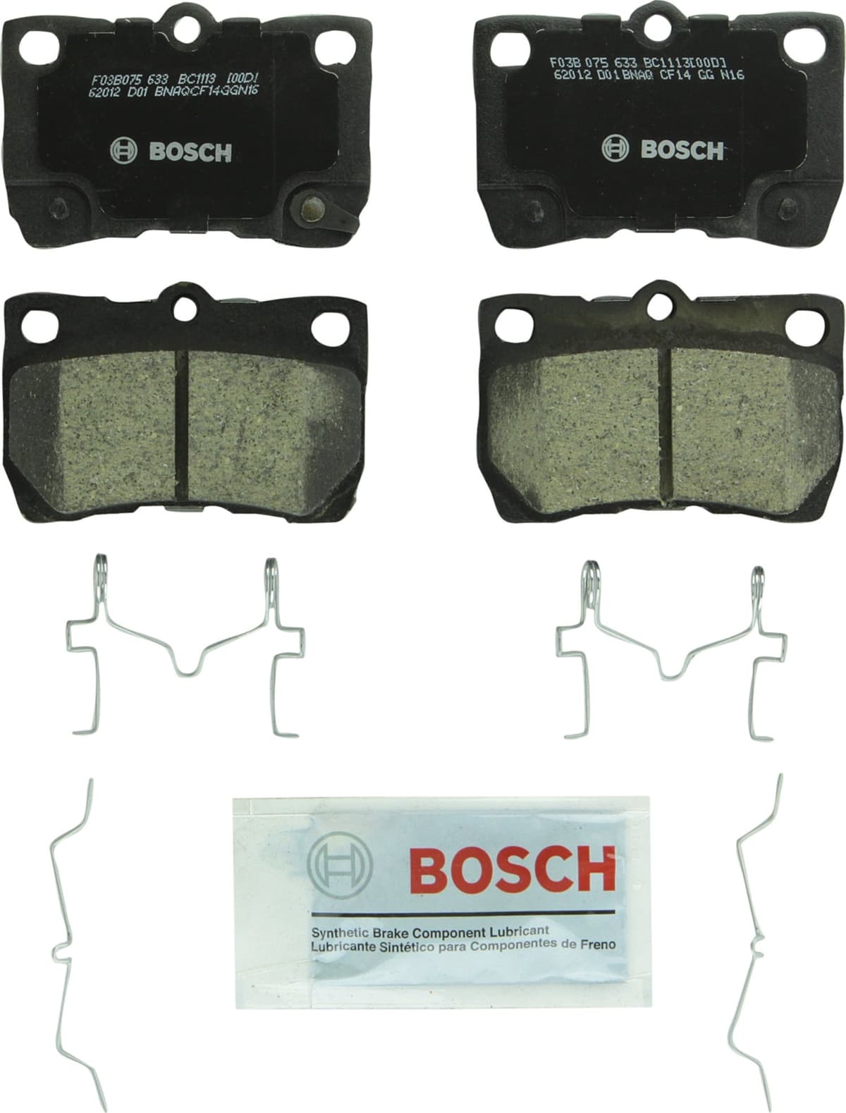 Bosch BC914 QuietCast Premium Ceramic Disc Brake Pad Set For: Acura ILX; Honda Accord, Civic, CR-V, Element, Fit, Front — view 140