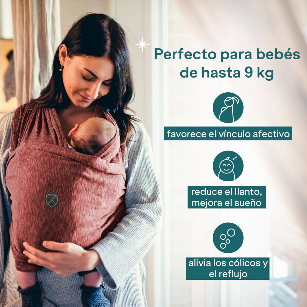 Portabebés Koala Babycare fácil de transportar, unisex ajustable - portabebés versátil de hasta 9 kg - Boudeaux - Diseño registrado KBC® — view 4