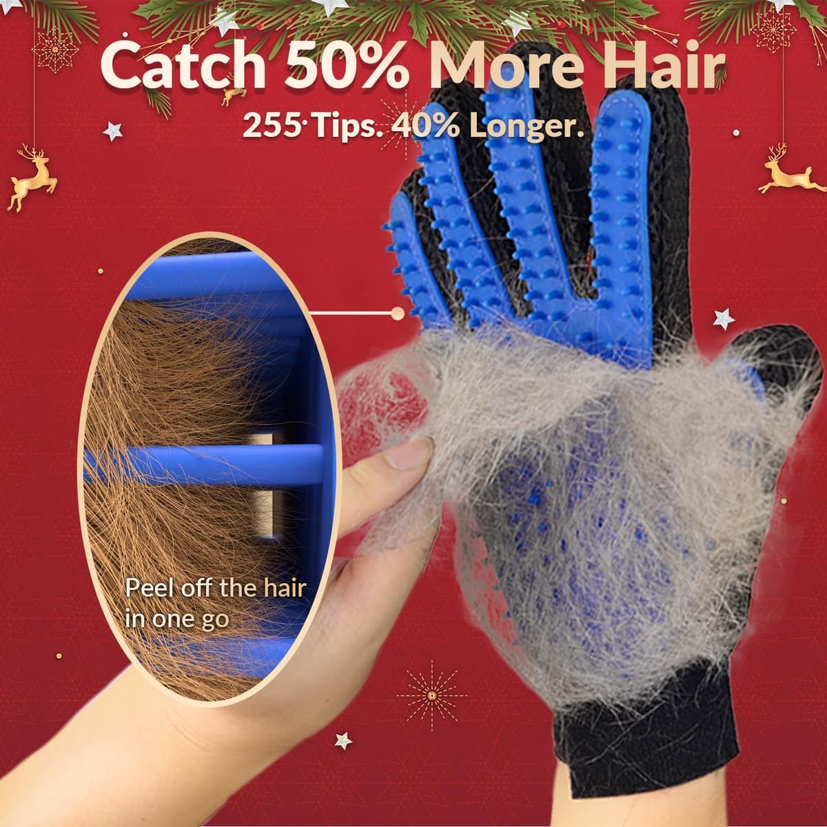 Guante de cepillado para mascotas, guante que elimina el pelaje de forma suave, herramienta de masaje con diseño de cinco dedos, perfectos para perros y gatos de pelo largo y corto — view 2