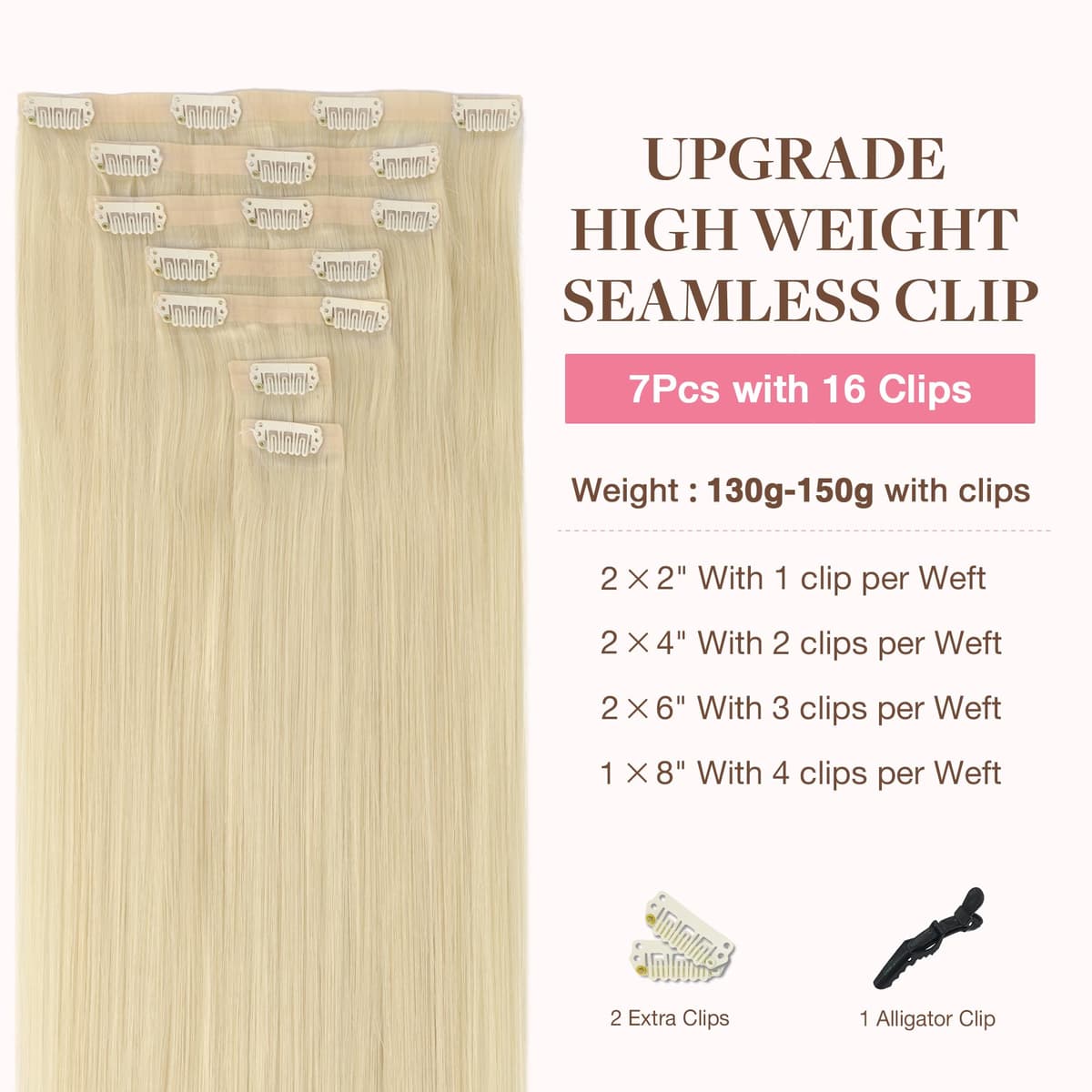 GOO GOO Clip in Hair Extensions Human Hair, 18inch 150g 9Pcs, #2 Dark Brown, Hair extensions for women, Human Hair Extensions Clip in — view 197