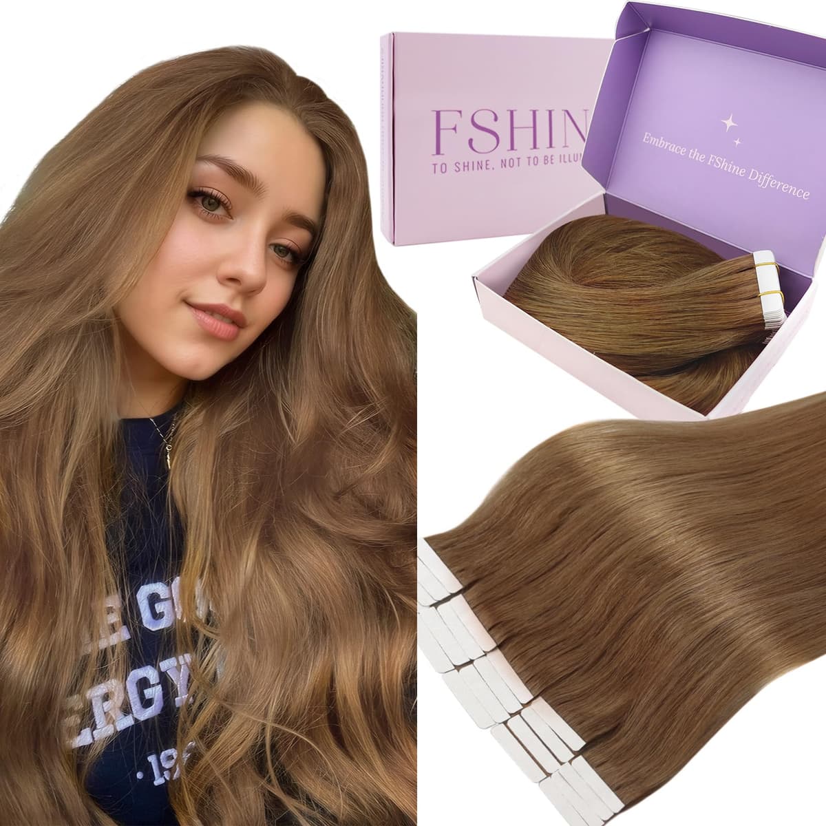 Fshine Extensiones Pelo Natural Adhesivas Rubio Blanco Extensiones Remy Adhesivas 45cm 50g Tape In Hair Extensions Cintas De Cabello Pelo Natural Color 1000 — view 43