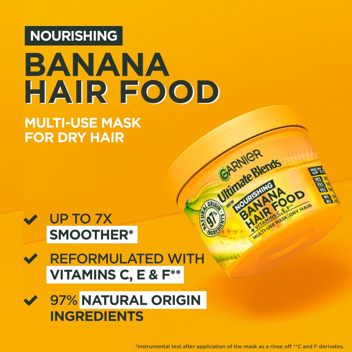 Garnier Hair Food Multi-use Hair Treatment Mask, Nourishes and Conditions, Ideal for Dry Hair, No Silicones, Vegan Formula, Banana, Ultimate Blends, 400ml — view 3