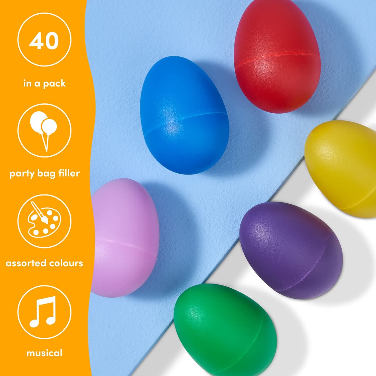 THE TWIDDLERS Set de 40 Huevos Musicales Tipo Maraca para Niños - Instrumentos de Percusión en 6 Colores para Búsqueda de Huevos de Pascua y Fiestas — view 4