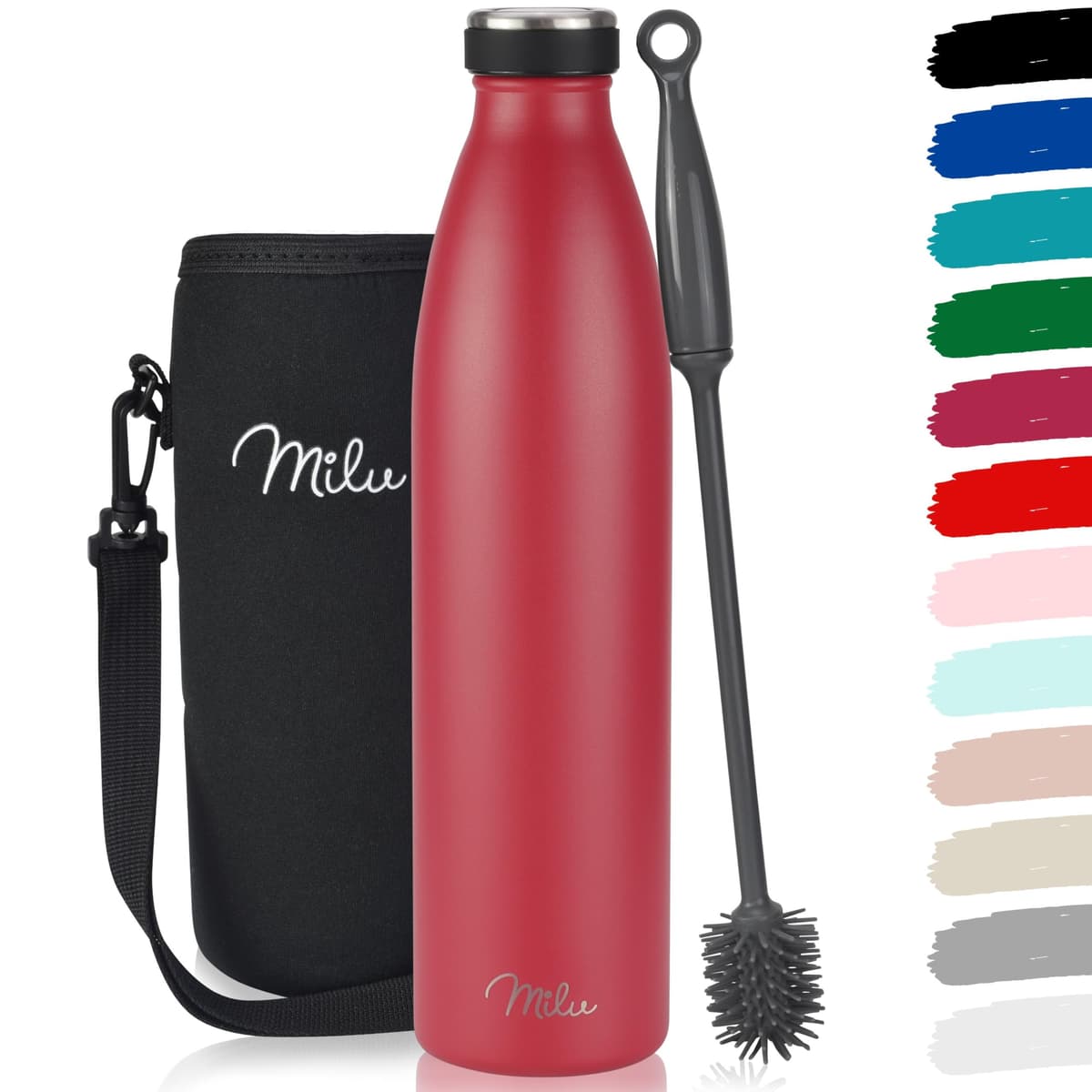 Milu Stainless Steel Drinking Bottle 1500 ml - Insulated Thermo Flask for Water - Leak Proof, Insulated and Double Walled, Carbonated (Granite Navy Blue, 1,5L) — view 62