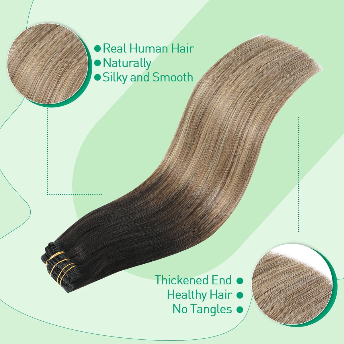 SURNEL Extensiones Clip Pelo Natural 100g 35cm 6 Piezas Castaño Chocolate Extensiones De Clip De Humano Real Extensiones Pelo Natural Remy (C#4-35cm) — view 60