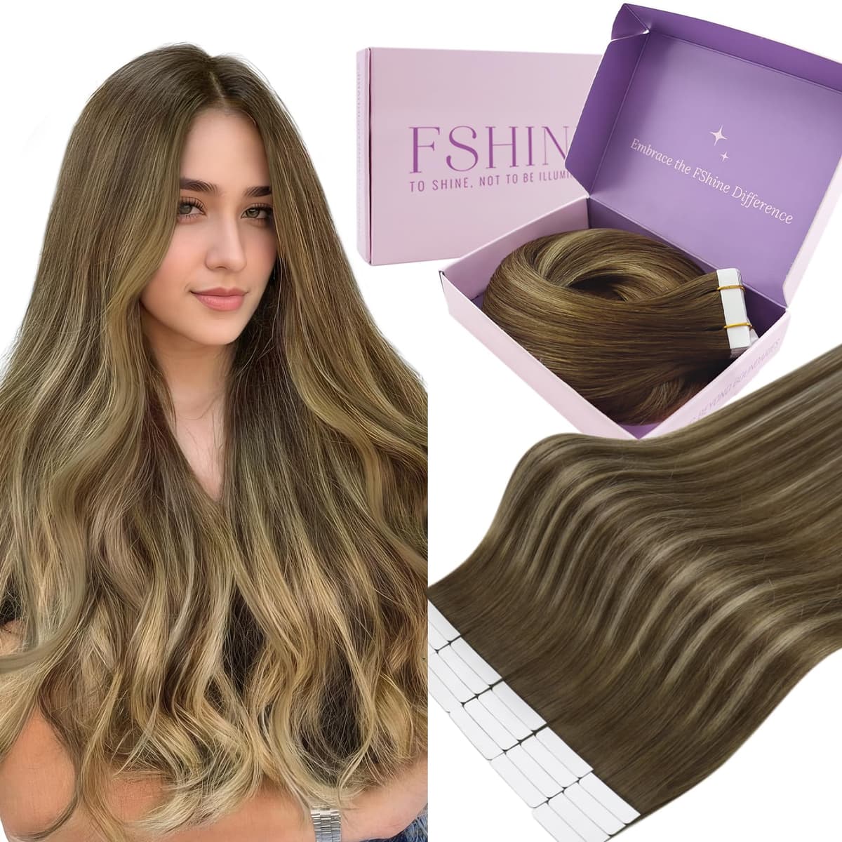 Fshine Extensiones Pelo Natural Adhesivas Rubio Blanco Extensiones Remy Adhesivas 45cm 50g Tape In Hair Extensions Cintas De Cabello Pelo Natural Color 1000 — view 10