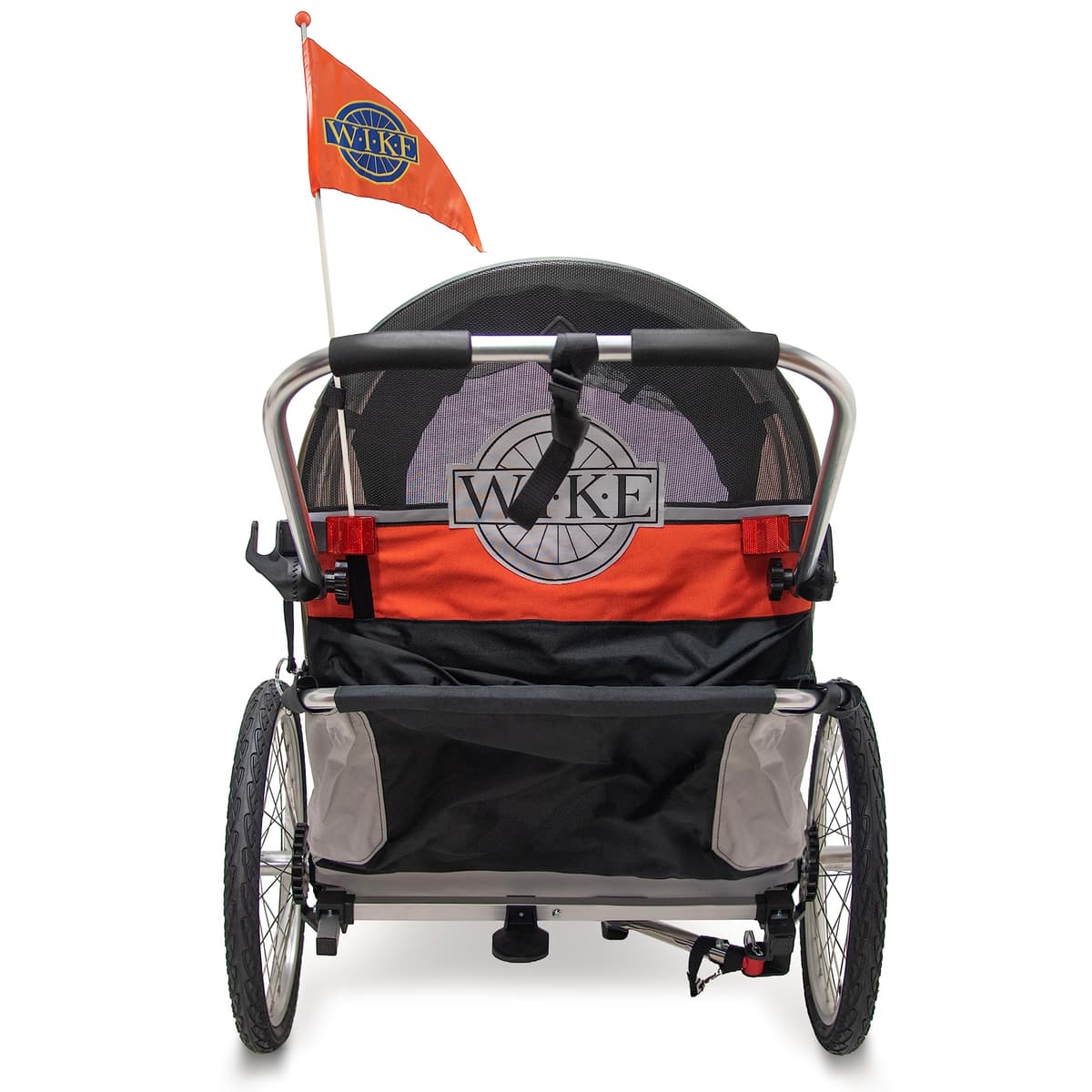 Wike Premium Double Bike Child Trailer - Orange/Grey (Walk + Jogging) — view 3