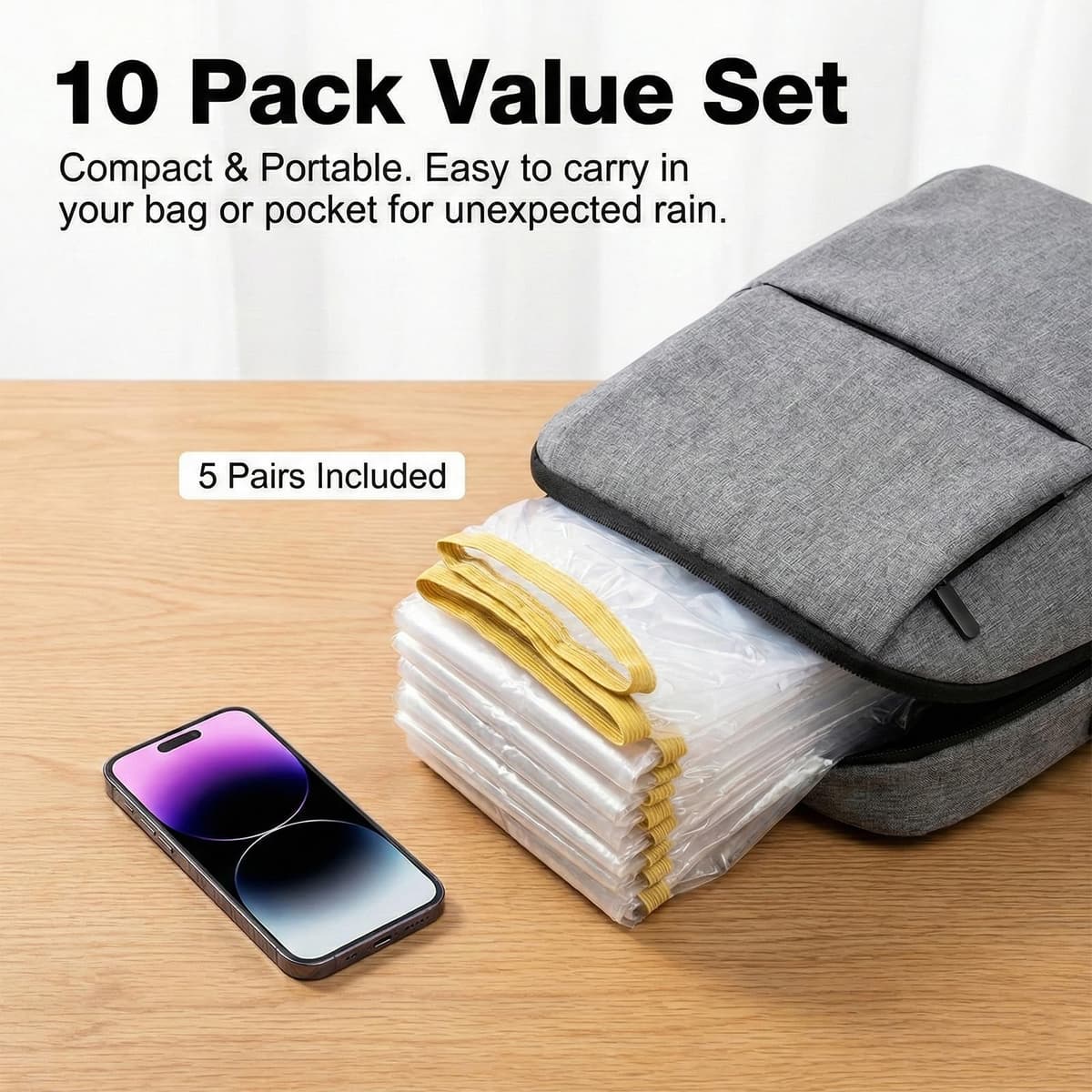 10 Pares Cubre Zapatos Impermeable, Fundas Desechables Para Botas, Para Hombres y Mujeres, Fundas Para Zapatos, Impermeables, Antideslizantes, Para Camping al Aire Libre (Largo, 39 * 50cm) — view 6