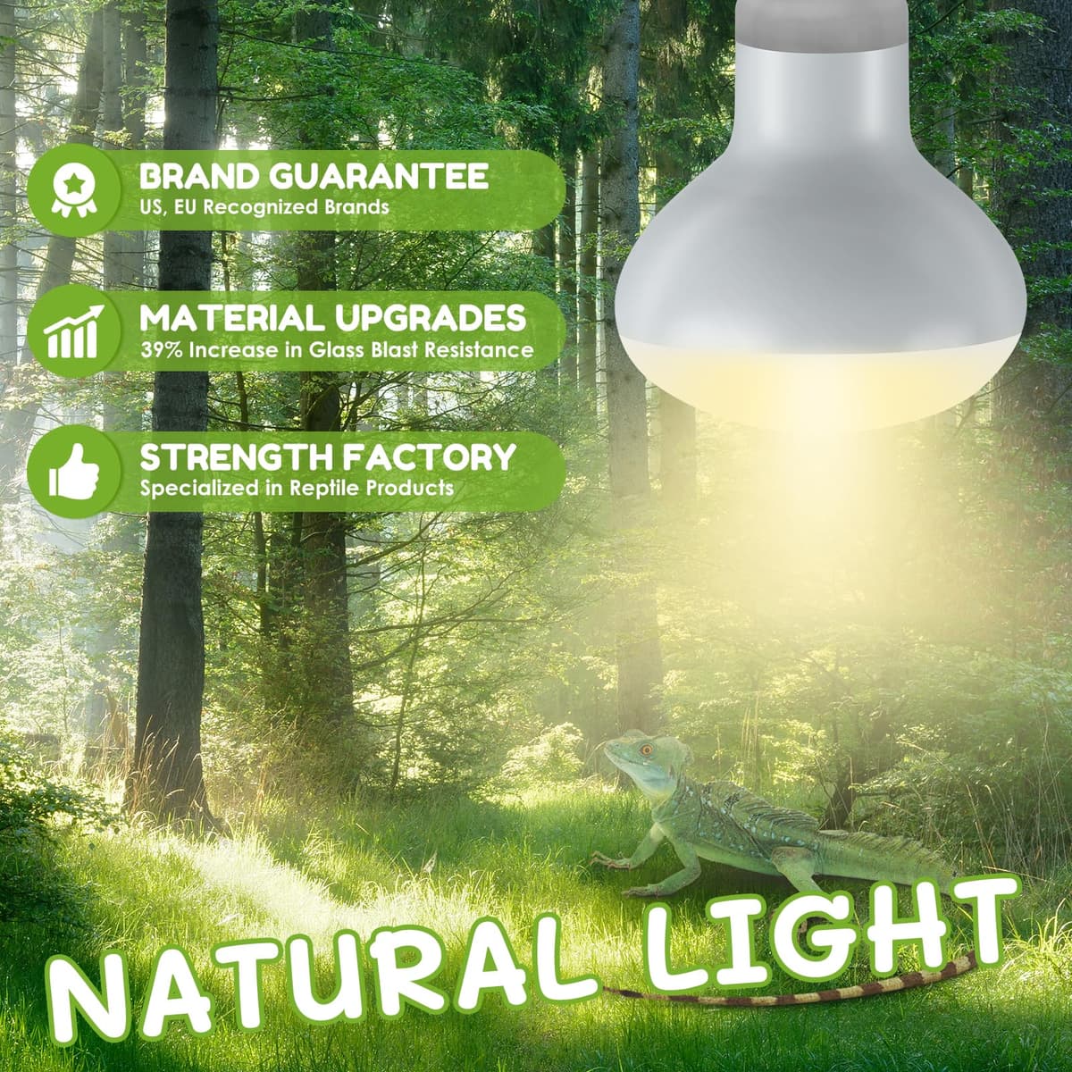 Reptile Heat Lamp Bulbs, Heat Bulb for Reptiles 2 Pack-100W, E27 Vivarium Basking Spot Light for Tortoise, Lizard, Snake, Bearded Dragon, Puppy, Chick — view 2