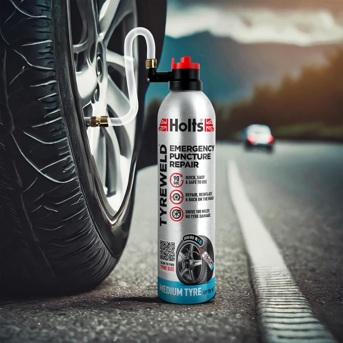 Holts Tyreweld Puncture Sealant Emergency Tyre Repair Foam Car Puncture Repair Kit Sealant, Quick & Easy Flat Tyre Foam, Drive Up To 100 Miles, No Tools Needed Unscented, 400ml , Pack of 1 — view 7