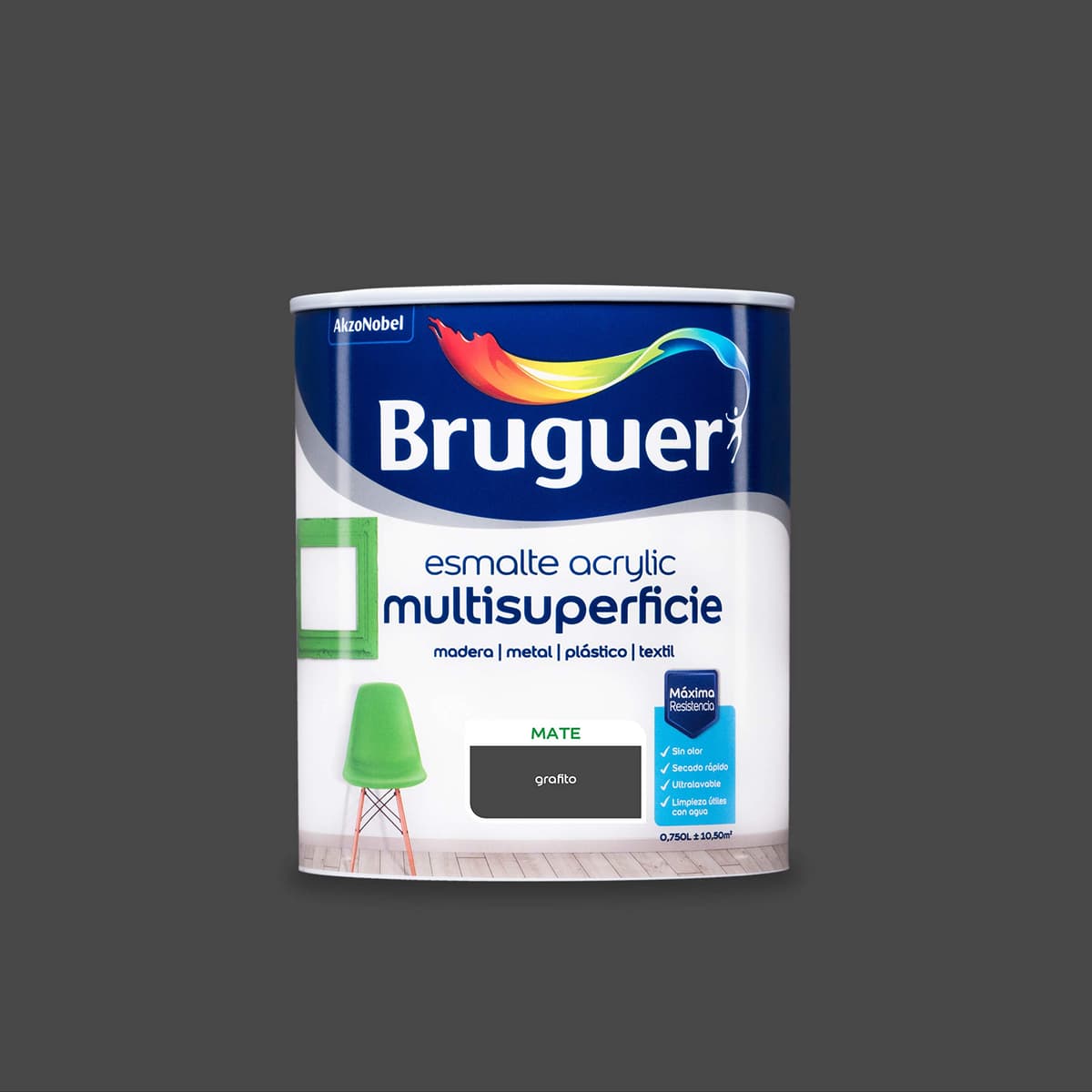 Bruguer Acrylic Multisuperficie Esmalte al agua Satinado - Pintura 750 mL, Blanco Permanente — view 98
