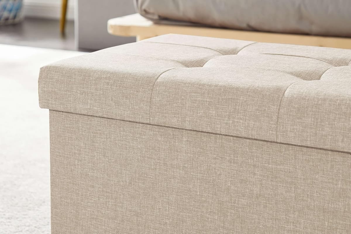 Madera Nieve Banco con Almacenamiento, Banco Acolchado, Taburete, baúl con Capacidad de Carga de hasta 300 kg (Beige, 76x38) — view 5