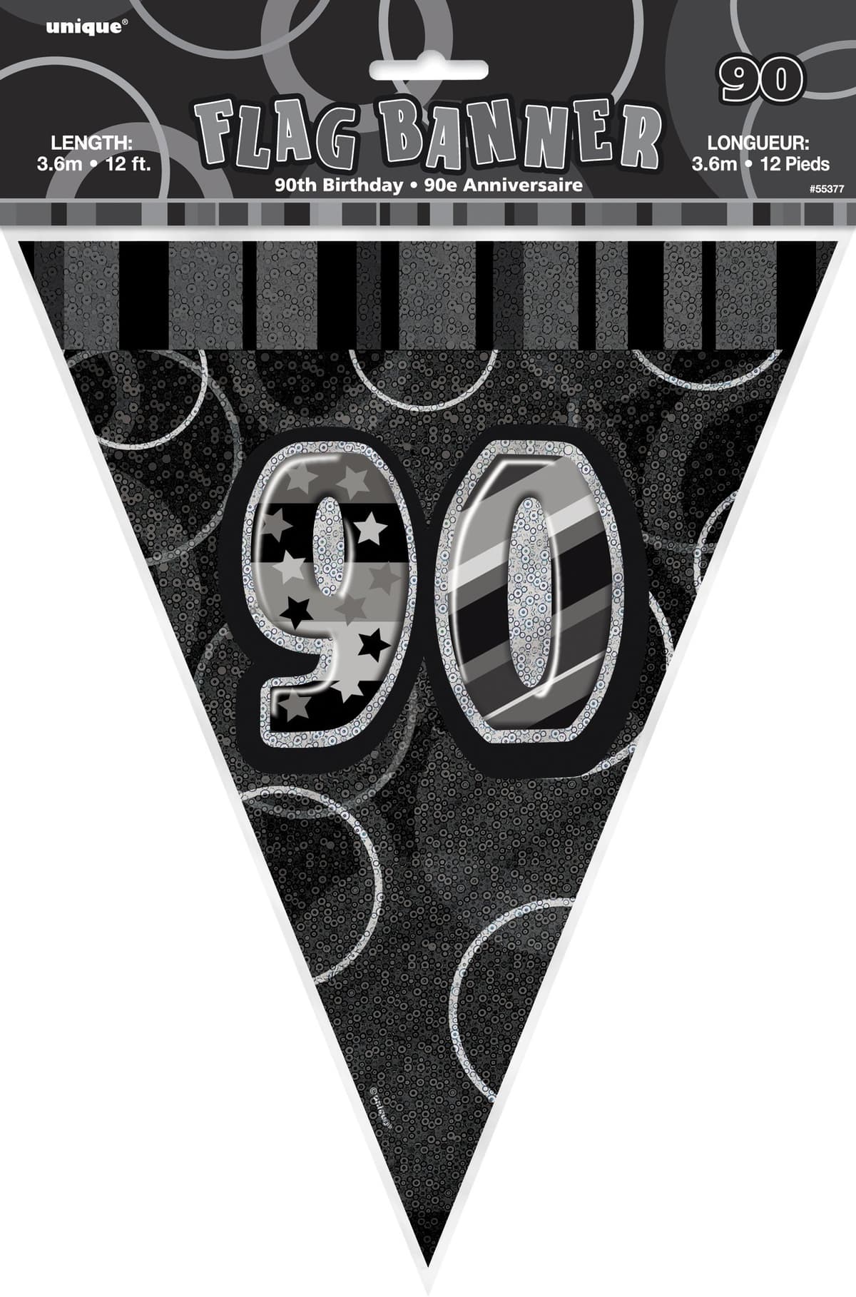 Unique Party 92068 - 9ft Foil Glitz Pink Happy 80th Birthday Banner — view 163