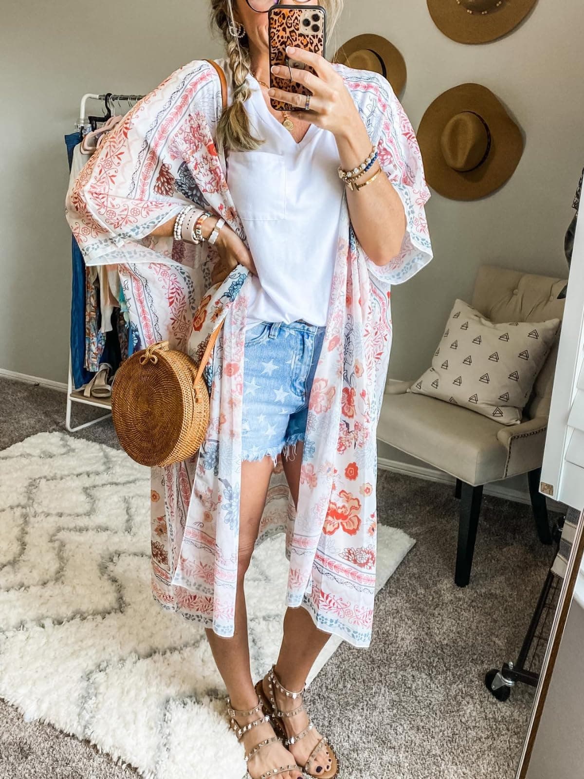 MayBuy Women's Summer Long Flowy Kimono Cardigans Boho Chiffon Floral Beach Cover Up Tops — view 3
