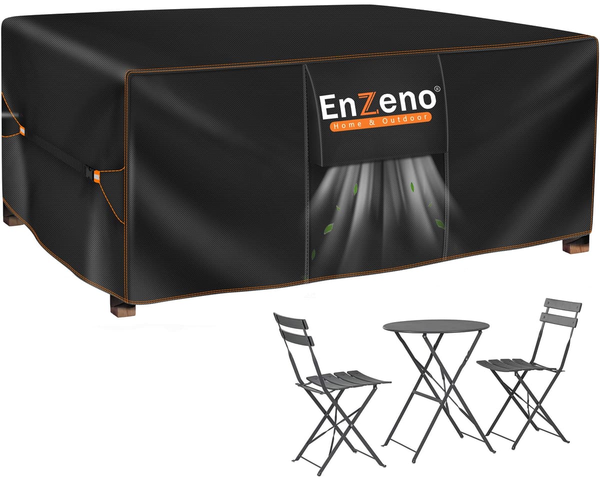 Enzeno Funda Mesa Exterior Impermeable,Cubierta Muebles Impermeable 180x120x74cm,Funda Conjunto Jardin Exterior Aplicable a Mesa y Sillas,Anti Viento, Anti UV — view 14