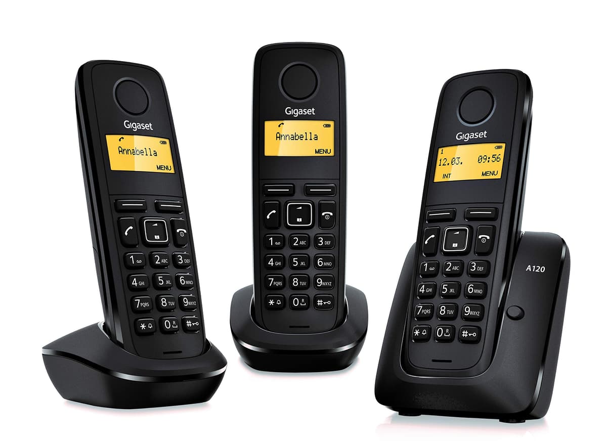 Gigaset A120 - Teléfono Inalámbrico, Agenda de 50 Contactos, Pantalla Iluminada, Color Negro