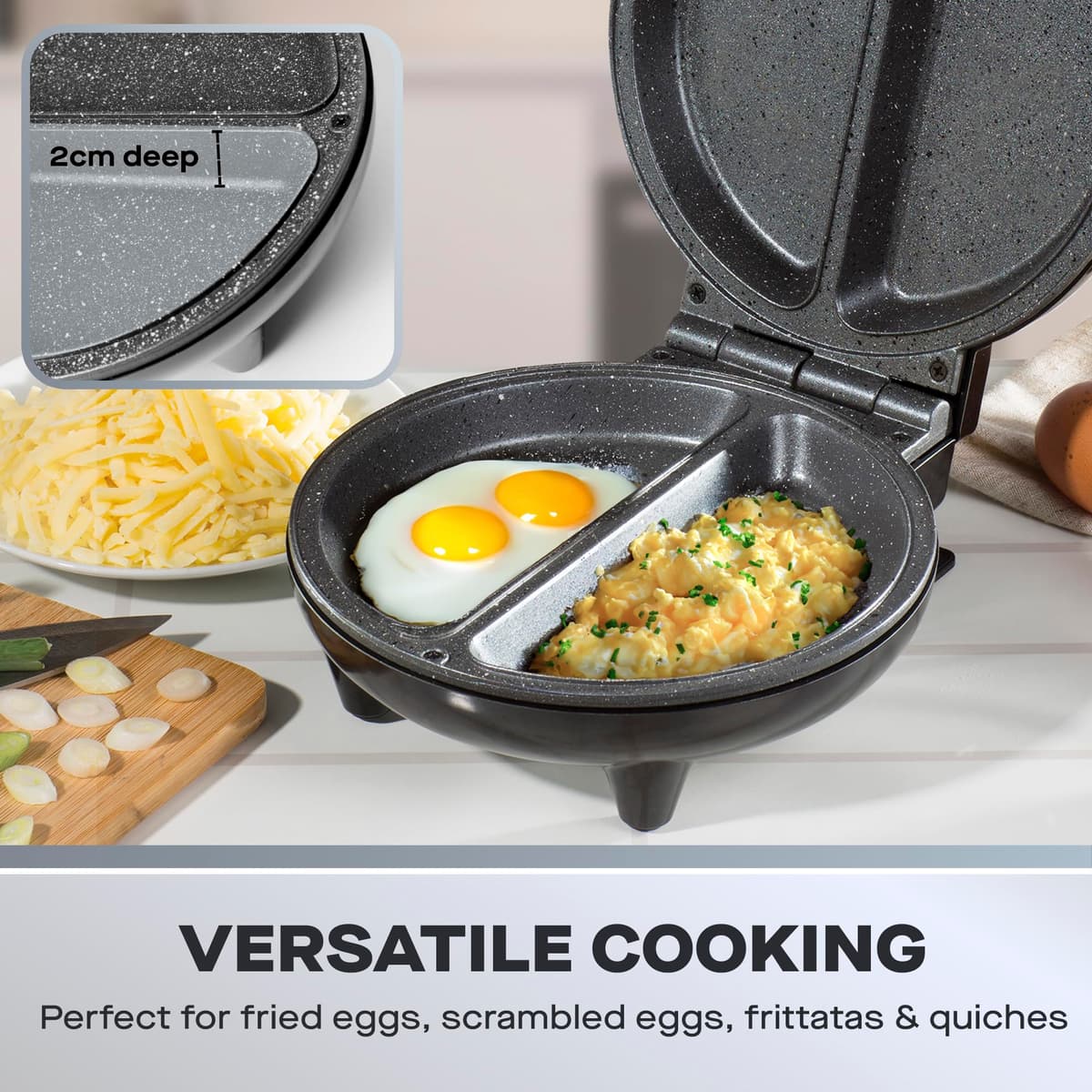 Daewoo Deep Fill Omelette Maker, Dual Non-Stick Plates, Electric 750W Omelette Cooker, Fast, Fluffy Homemade Omelettes – Compact & Easy Clean Breakfast Appliance — view 4