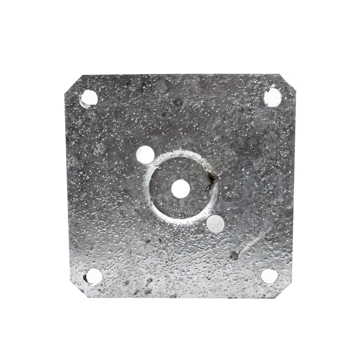 DOJA Barcelona | Anclaje Poste Redondo | PACK 4 | 81x150x150mm | Acero Galvanizado | Soporte Redondo para Poste con Base Atornillable | Soporte Postes de Madera, Vallas para Jardin, Barra Cortinas — view 3
