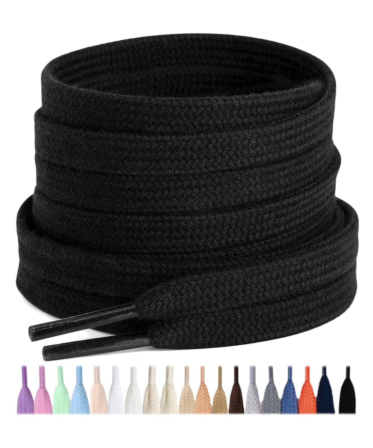 Stepace 2 Pares Cordones Planos de 100% algodón 8 mm de Ancho Cordones para Zapatillas y Zapatos Deportivas