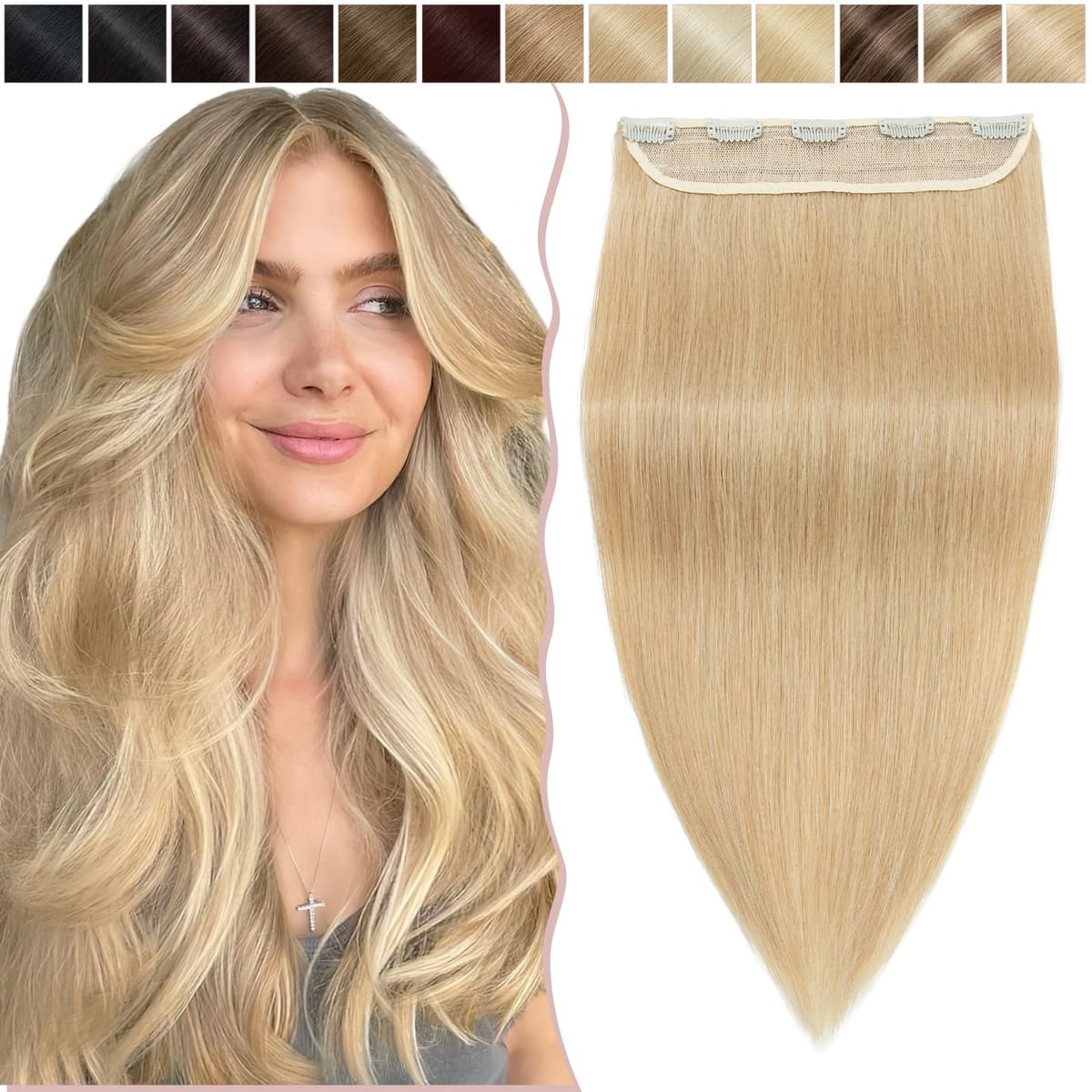 12 inch Clip in Hair Extension Human Hair One Piece 100% Real Remy [#2 Dark Brown] 3/4 Full Head Straight Hair Pieces for Women Invisible Short (40g) — view 43