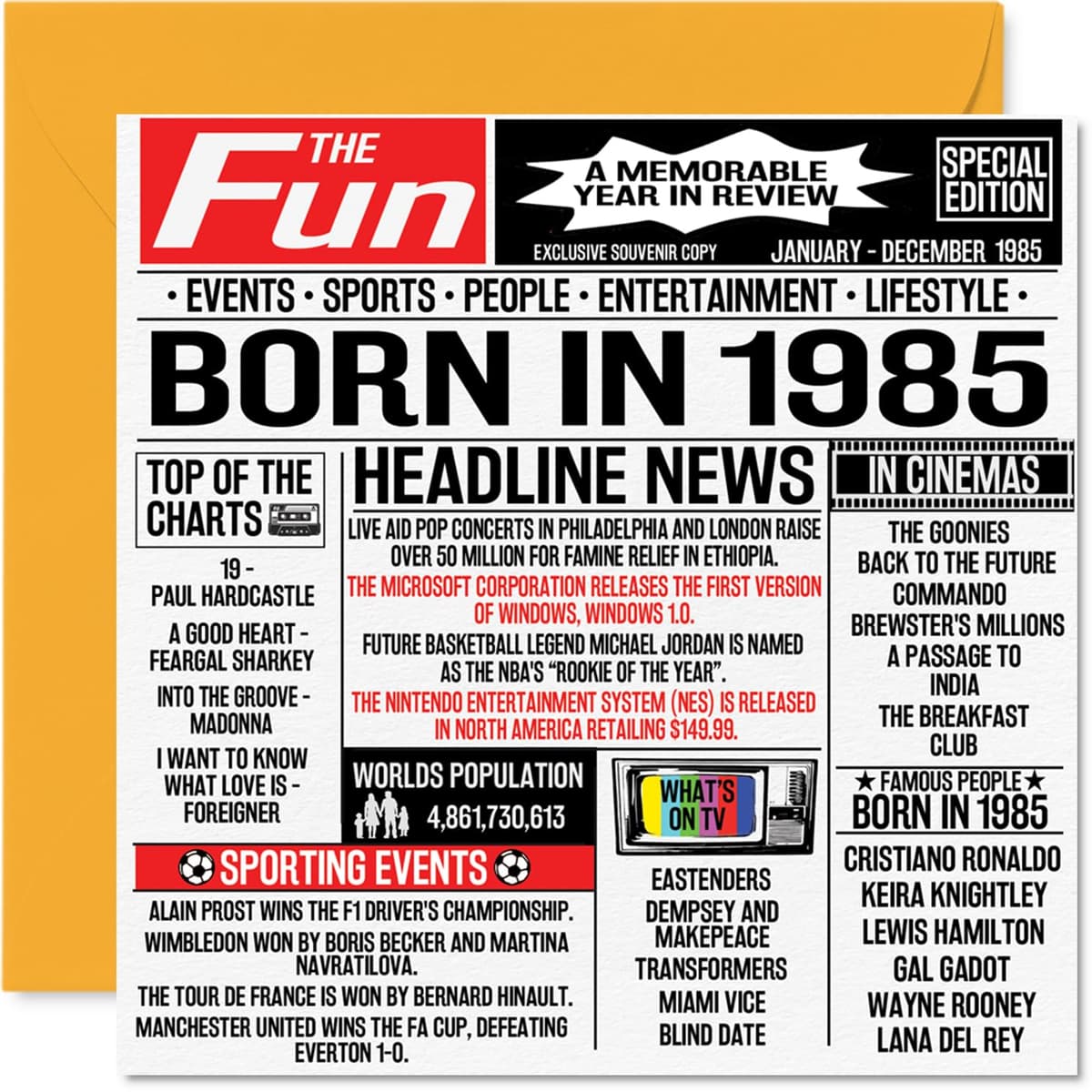 41st Birthday Cards for Men Women - Born In 1985 Newspaper - Happy 41 Birthday Card for Brother Sister Friends Vintage Retro Back In 1985, 145mm Bday Greeting Cards