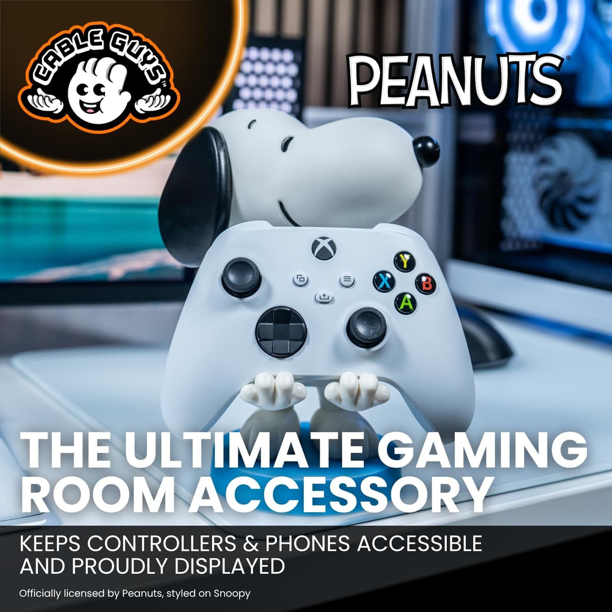 Cableguys Peanuts Snoopy Soporte Mando y Movil - Figuras Soporte para movil y Mando, Compatible con Xbox, PlayStation y la mayoría de mandos estándar, Accesorios Escritorio para Setup Gaming — view 2