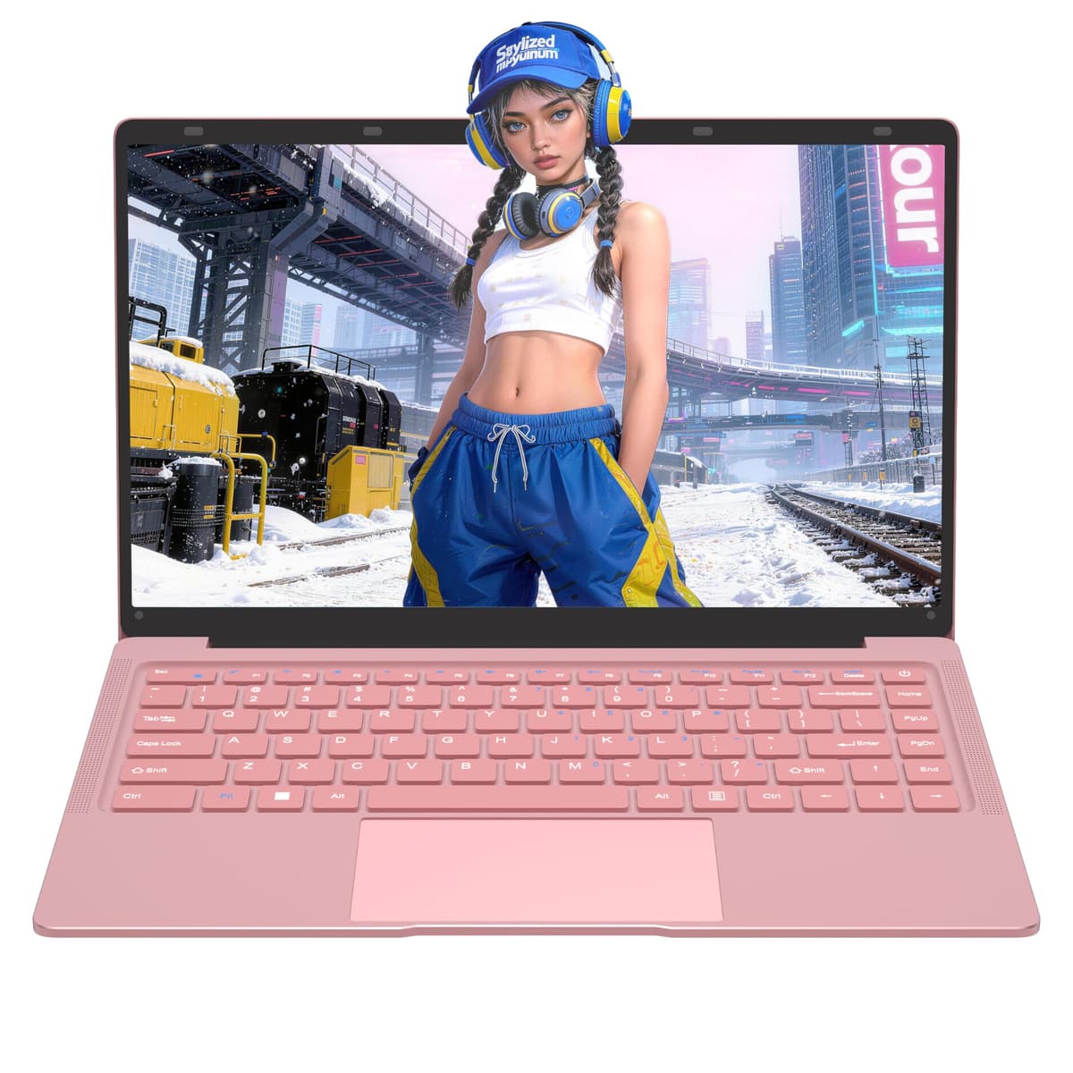 Amita 14 Inch Lightweight Laptop for Everyday Use, Full HD Display, 8GB Memory & 512GB Storage, Pink Portable Notebook for Study, Home and Travel