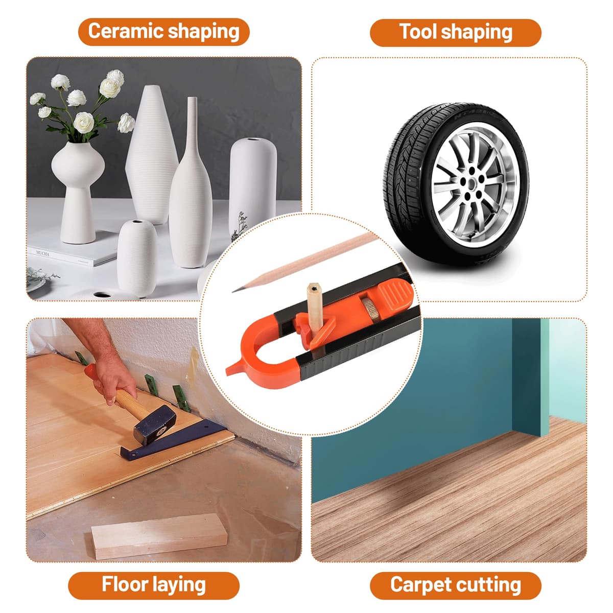 4PCS Scribing Tool Adjustable Contour Gauge MultifunctionProfile Gauge Tool Ensure Accuracy for Home Improvement and Professional Workers for Lnstall Tile Lay Laminate Cut Carpet Check Dimensions — view 5