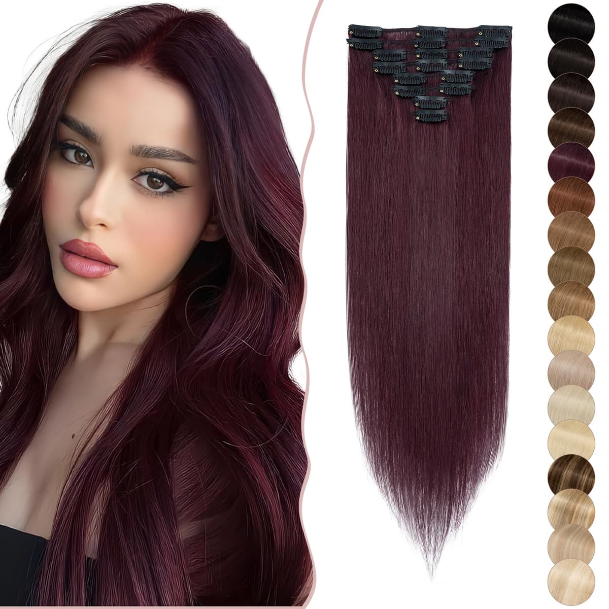 12 inch Clip in Hair Extension Human Hair One Piece 100% Real Remy [#2 Dark Brown] 3/4 Full Head Straight Hair Pieces for Women Invisible Short (40g) — view 31
