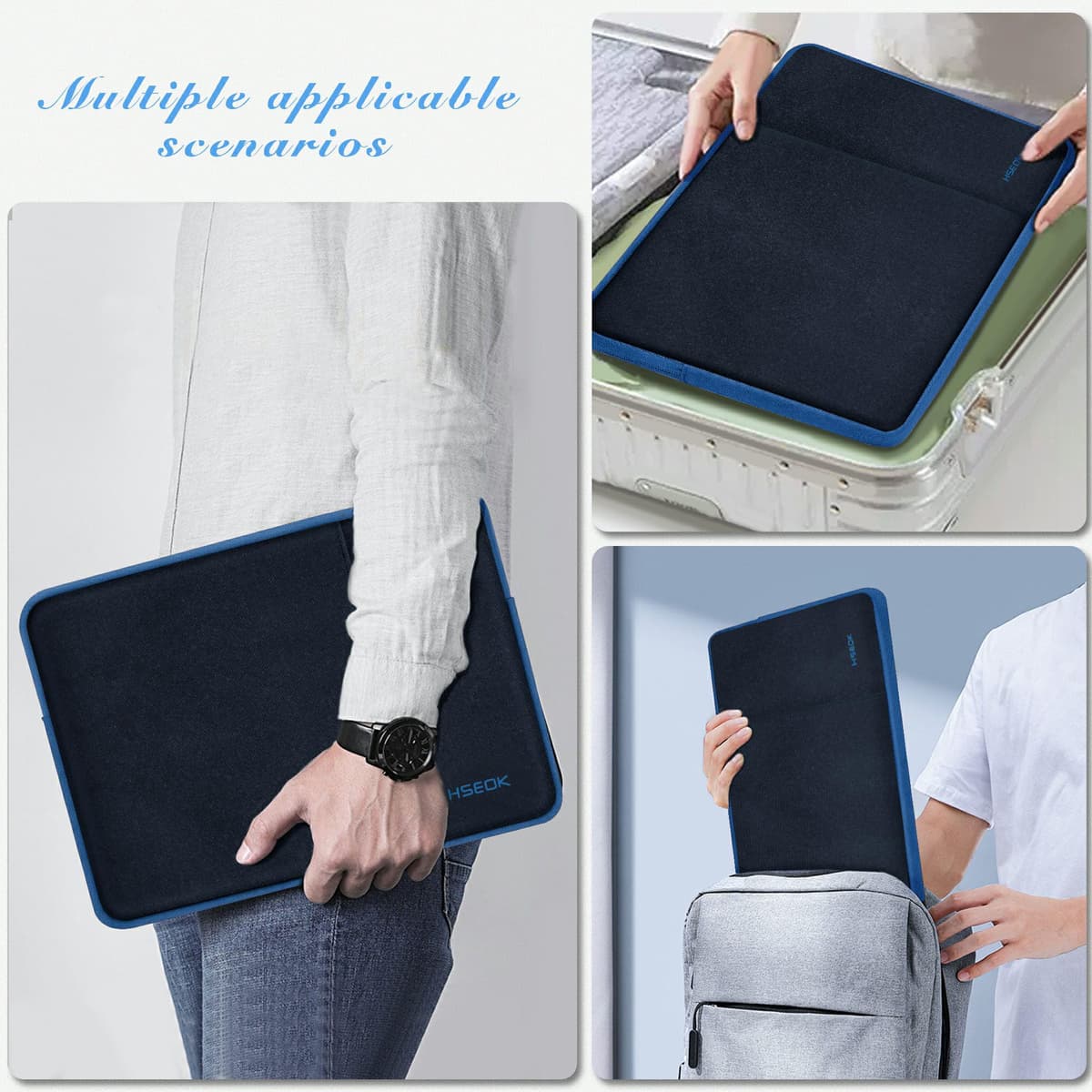 HSEOK 15,6" Funda para Computadora Portátil, Funda Impermeable a Prueba de Golpes con Bolsillo Lateral, Compatible con MacBook Pro 16"/15" y la Mayoría de Las PC de 15" 15,6" 16",B02K03 — view 5